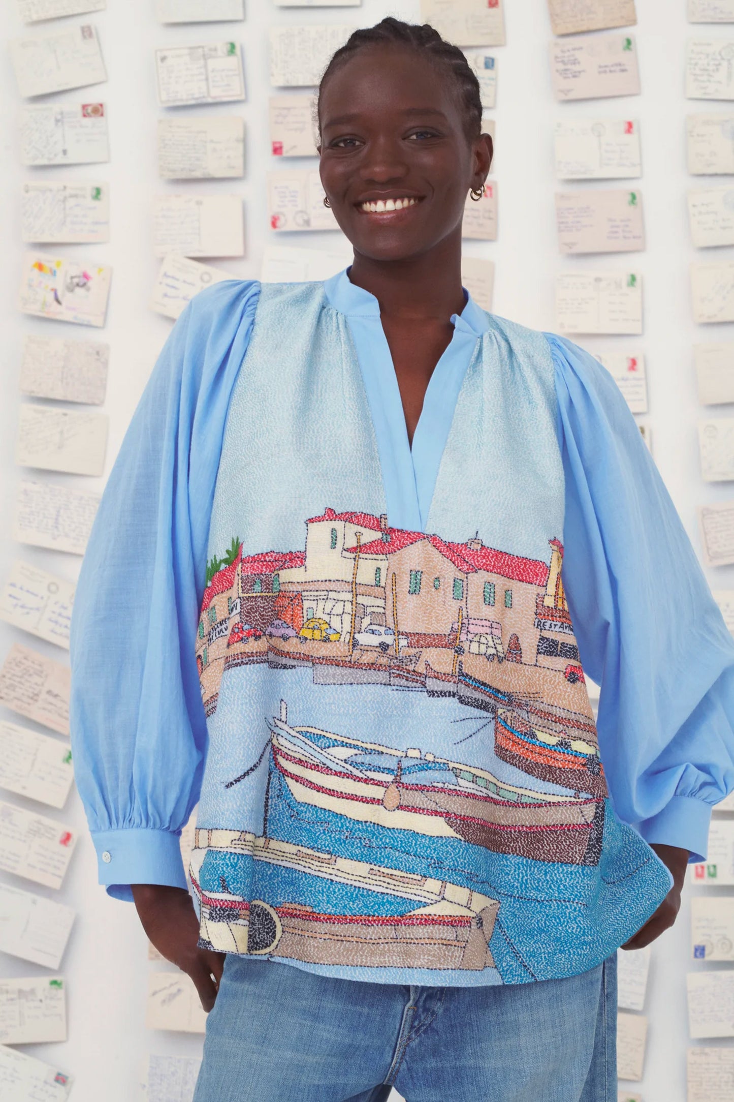BLOUSE MARTIGUES BRODÉE CIEL
