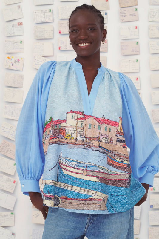 BLOUSE MARTIGUES BRODÉE CIEL