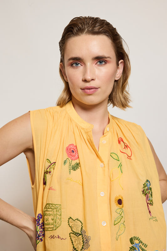 CHEMISE PROVENCE BRODÉE JAUNE