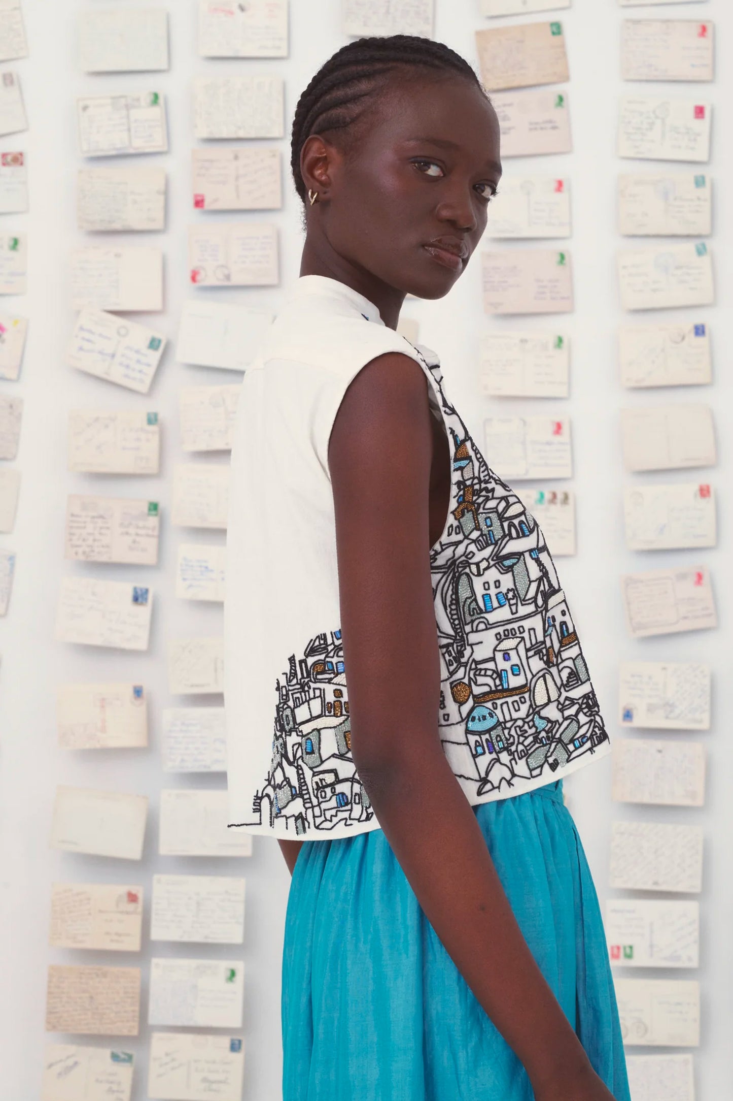 CYCLADES BEADED TOP WHITE