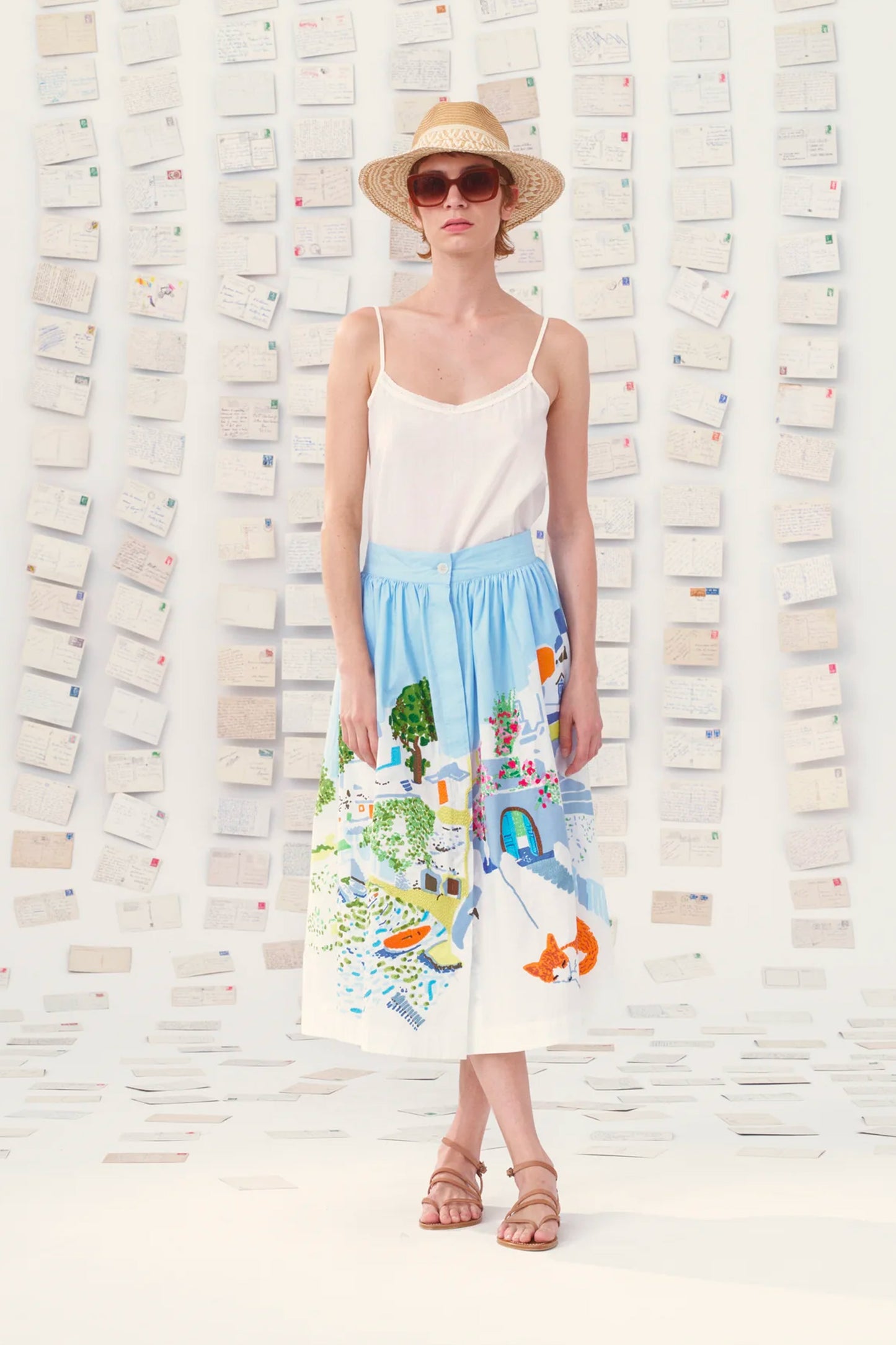 EMBROIDERED CYCLADES SKIRT BLUE