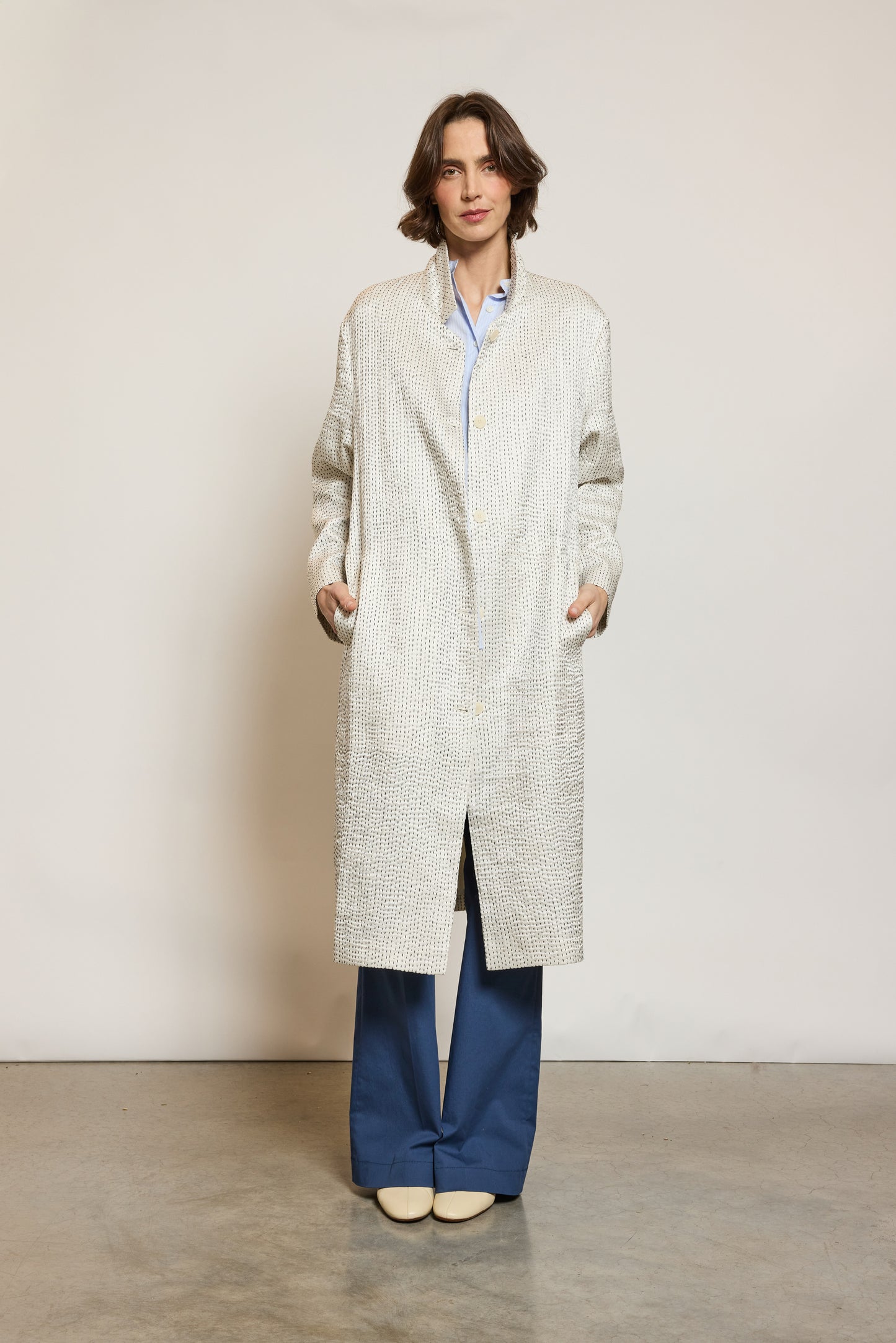 MANTEAU PLAGE REVERSIBLE BLANC