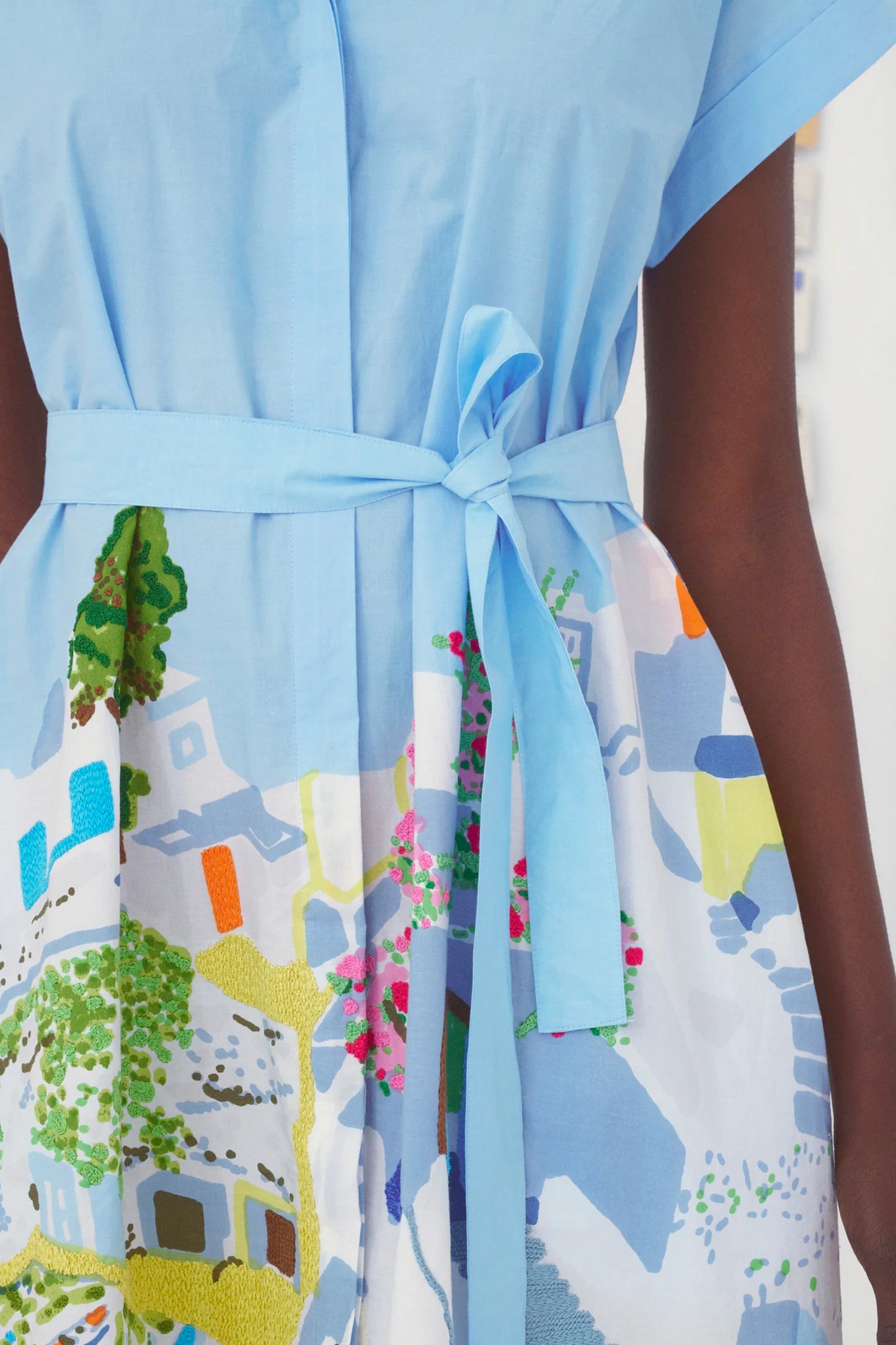 EMBROIDERED CYCLADES DRESS BLUE