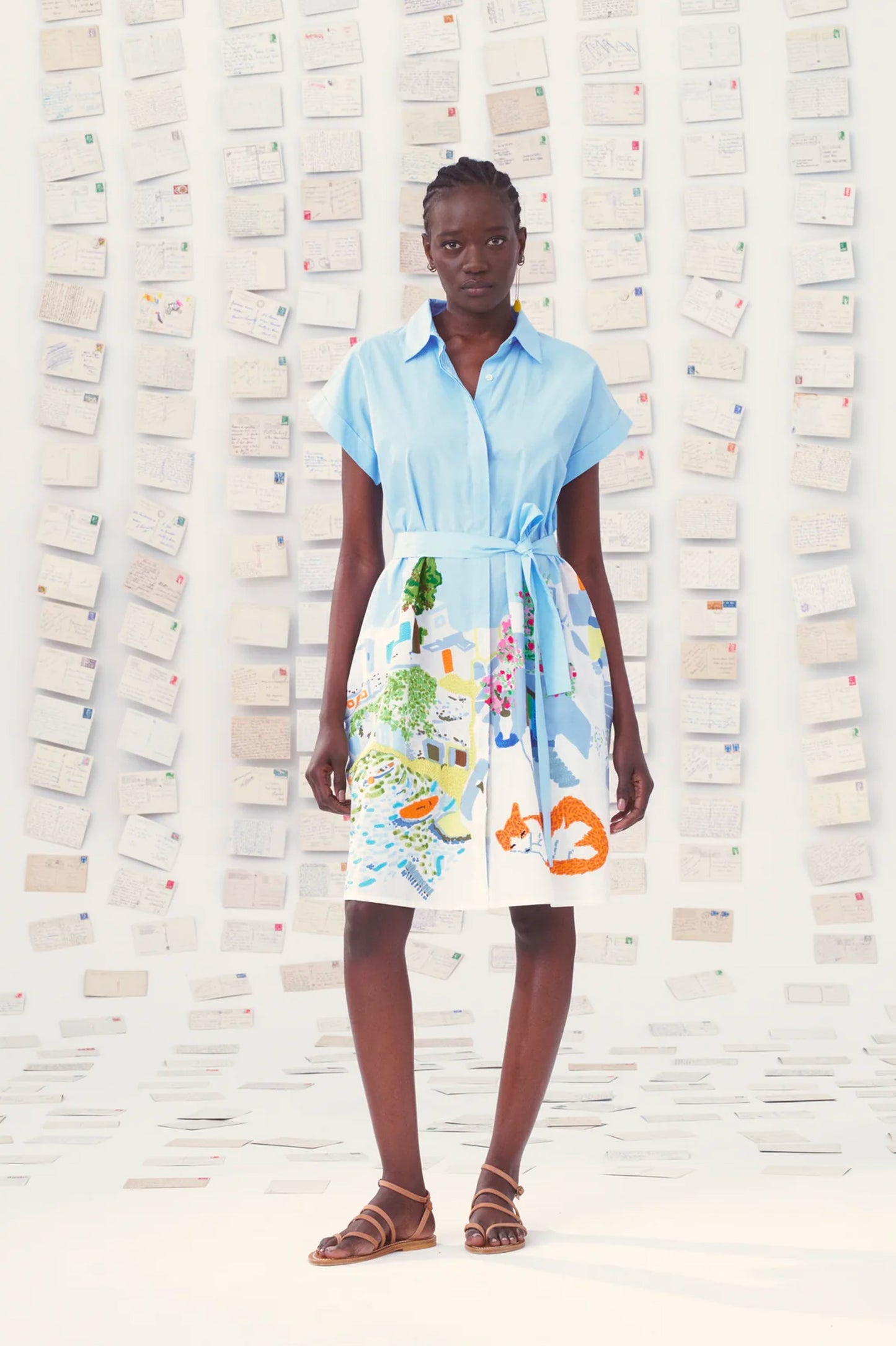 EMBROIDERED CYCLADES DRESS BLUE