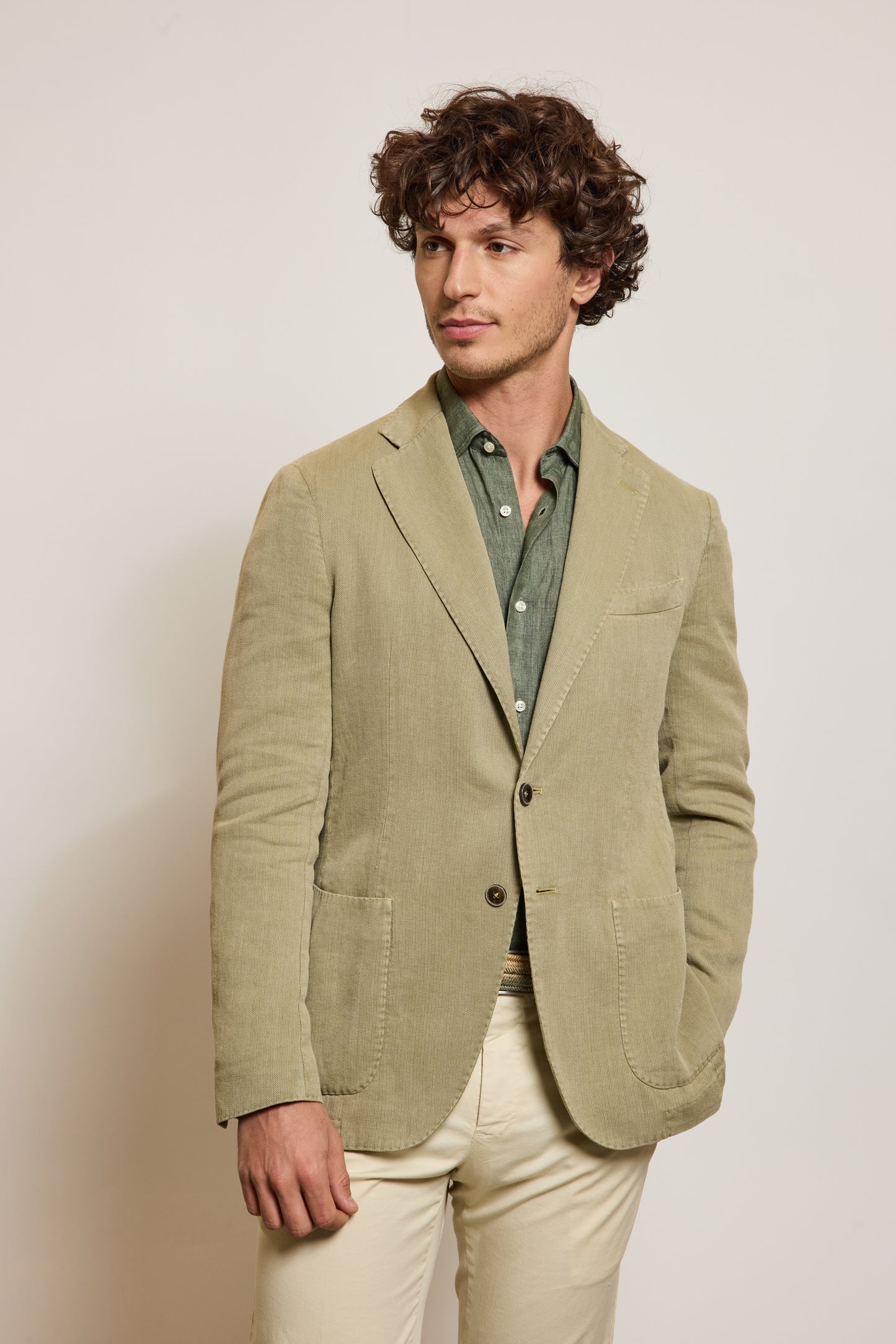 VESTE EN COTON & RAMIE SAUGE