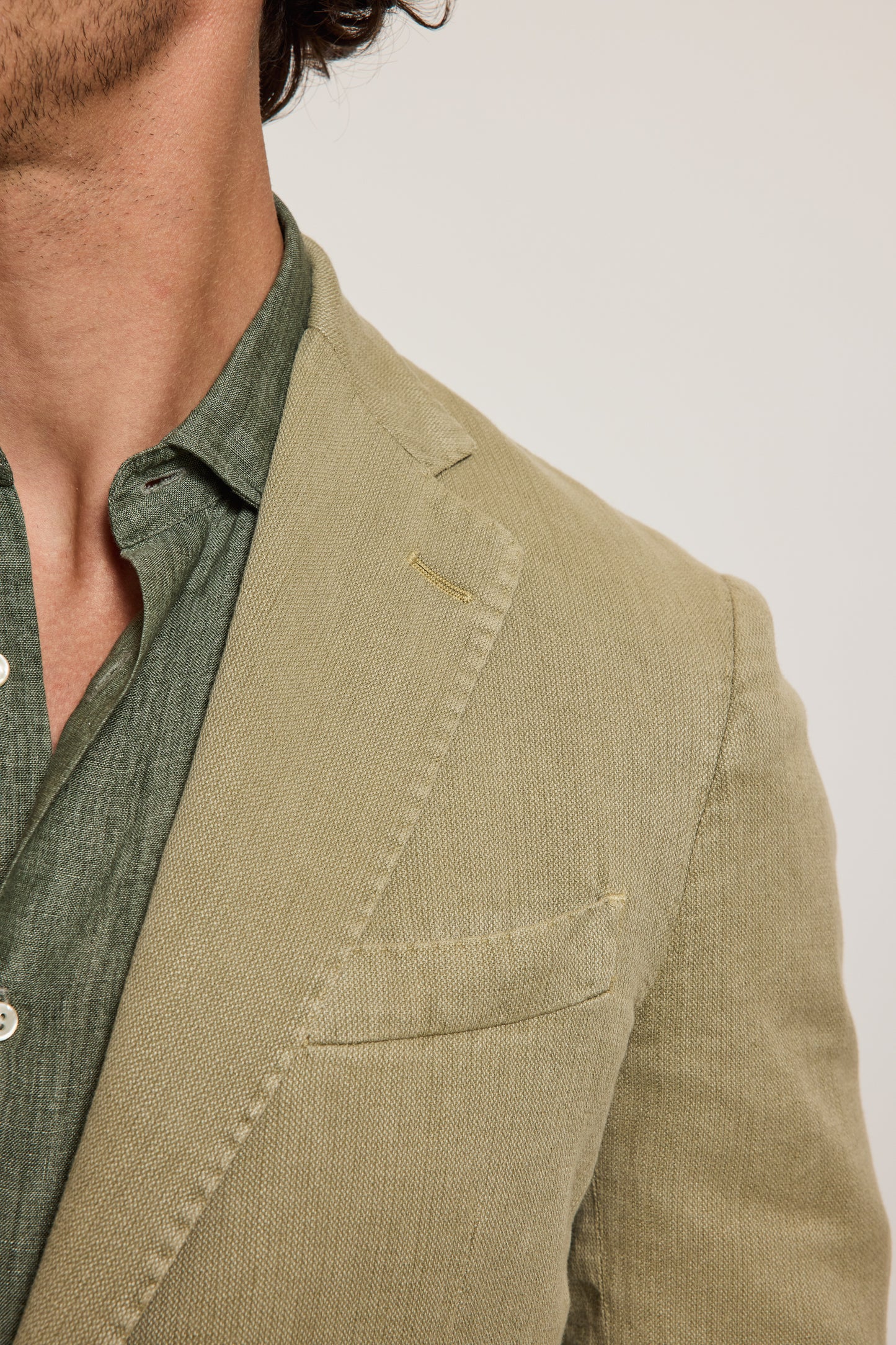 VESTE EN COTON & RAMIE SAUGE