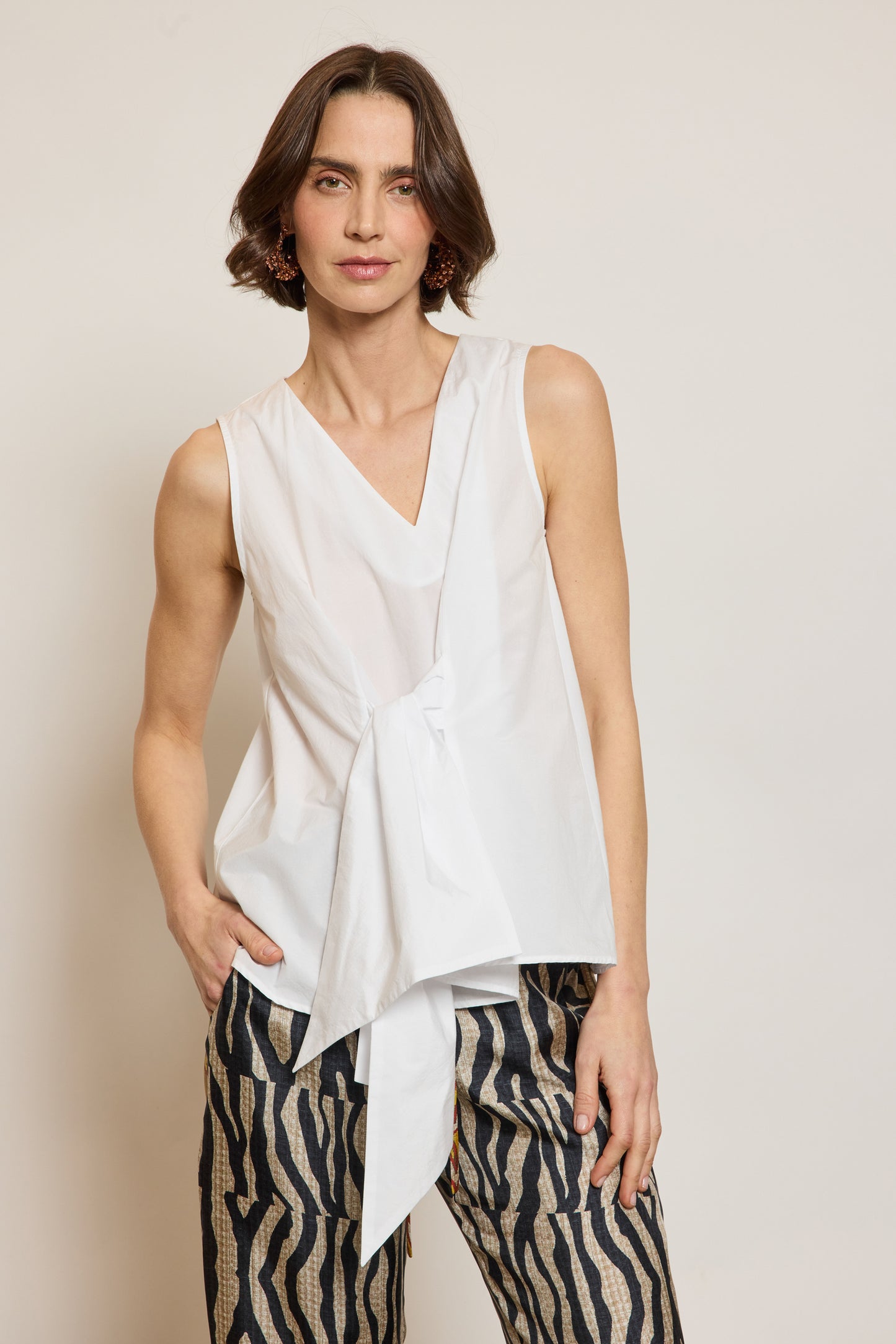 TOP NOUÉ EN TAFF BLANC