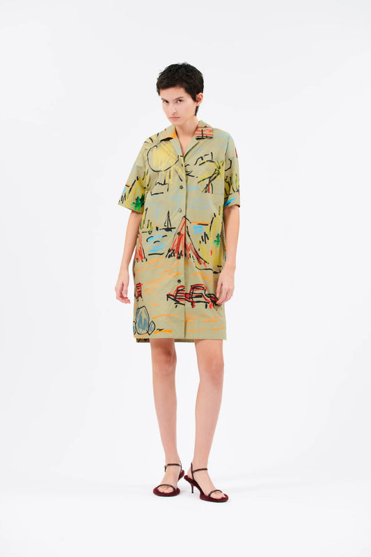 POST CARD DRESS KHAKI