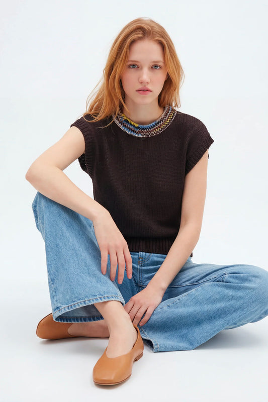 SLEEVELESS SWEATER COCOA