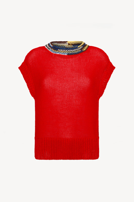 SLEEVELESS SWEATER RED