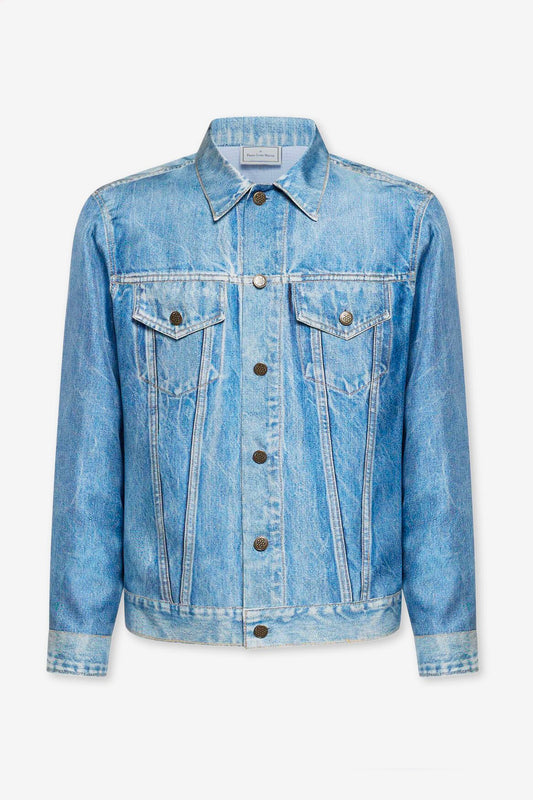 BLOUSON JEAN EN SOIE BLEUE