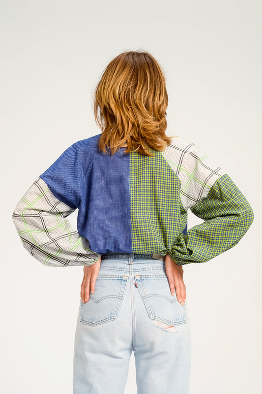 TOP EN VOILE DE COTON BLEU