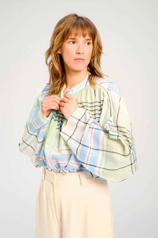 CHEMISE EN VOILE DE COTON CIEL