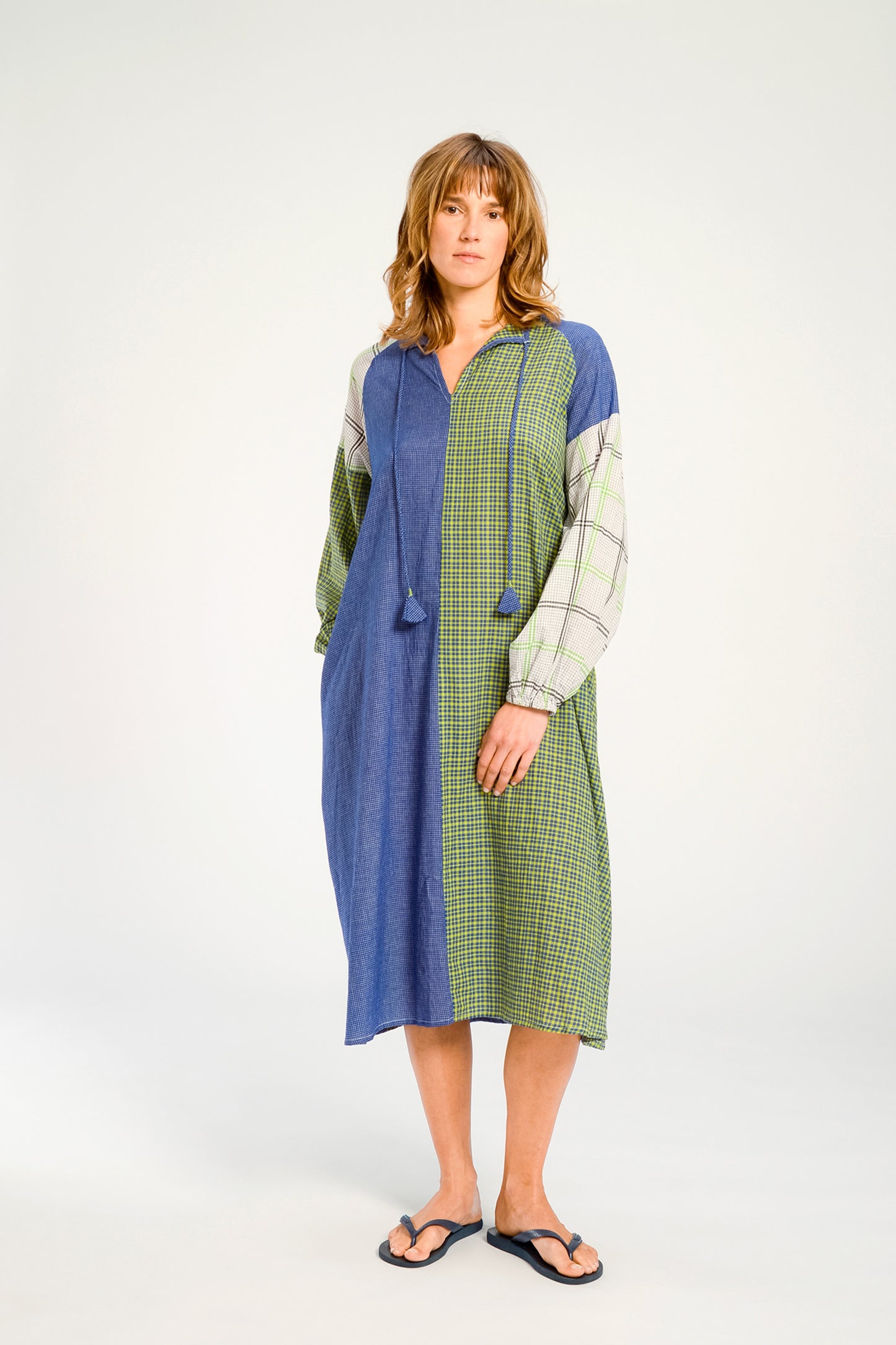 ROBE EN VOILE DE COTON BLEU