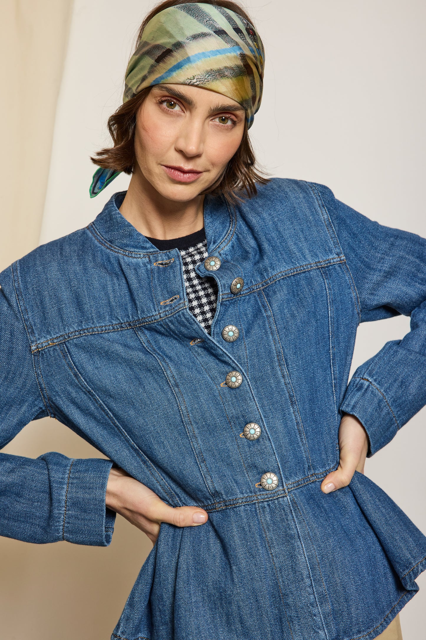 VESTE EN JEAN CINTRÉE BLEUE