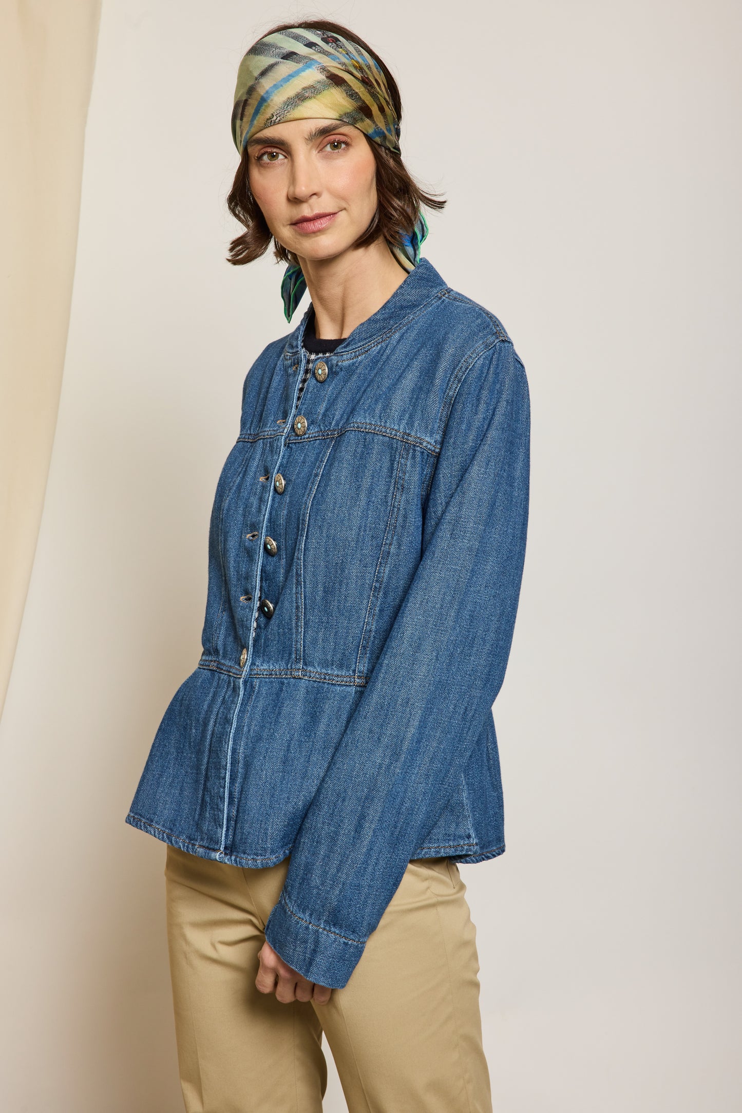 VESTE EN JEAN CINTRÉE BLEUE