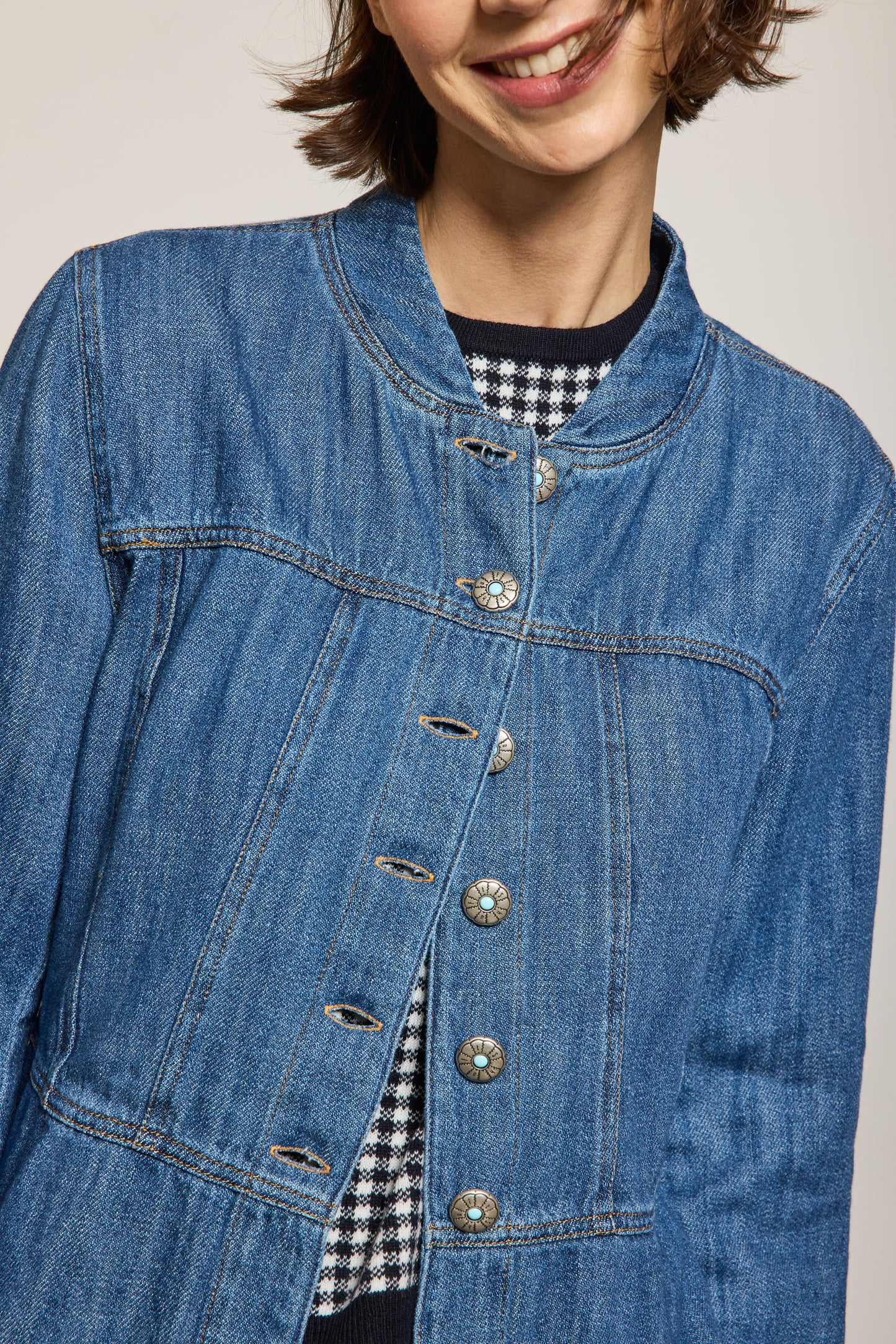 VESTE EN JEAN CINTRÉE BLEUE