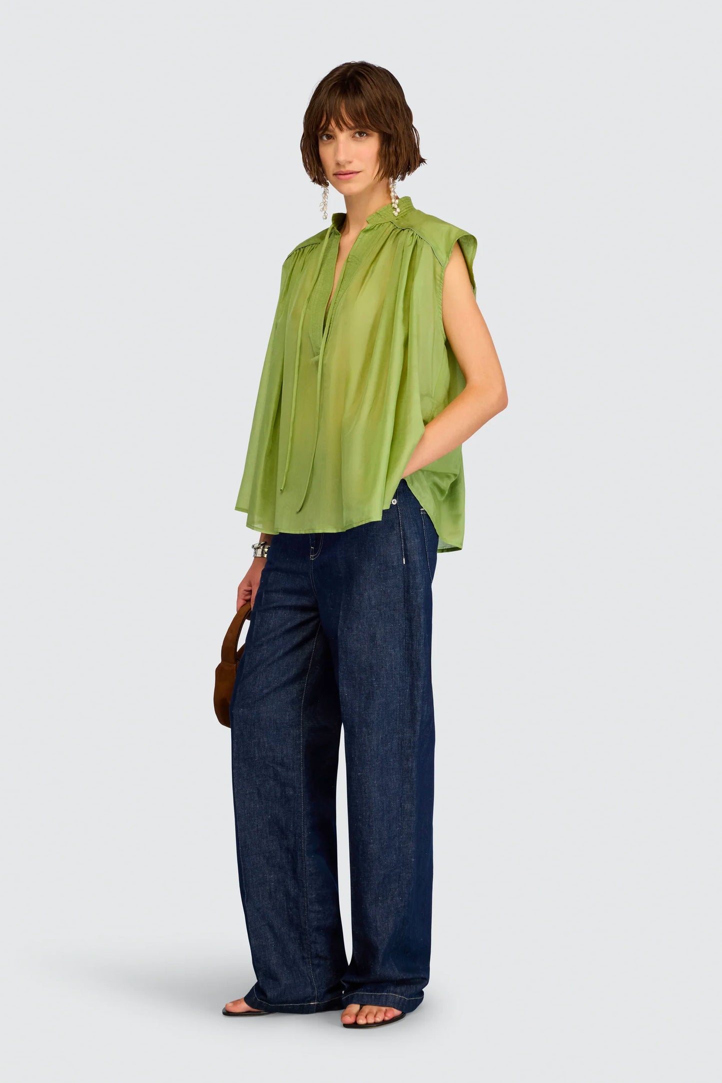 COTTON VEIL & SILK TOP GREEN