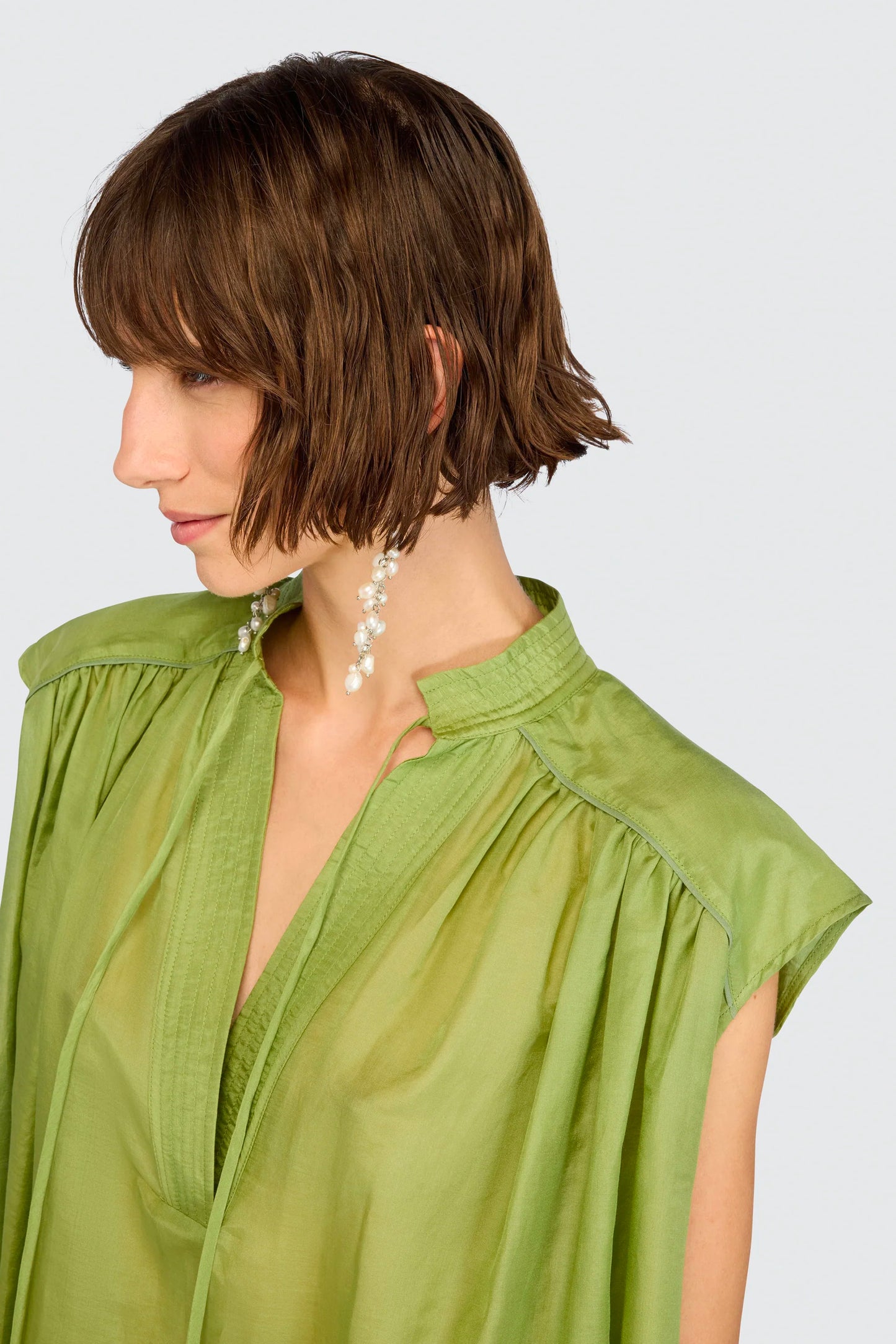 COTTON VEIL & SILK TOP GREEN