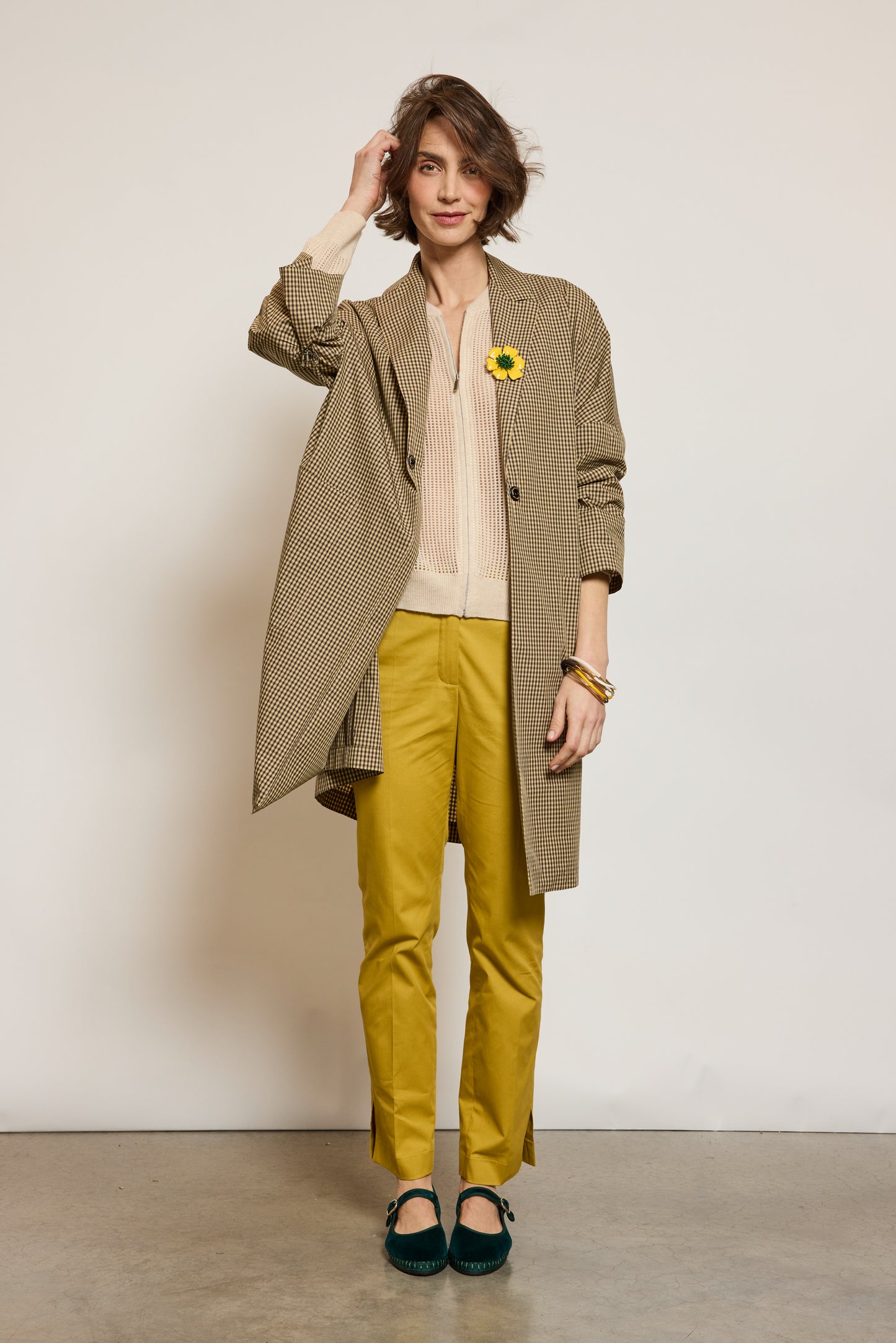 MANTEAU EN POPELINE MOUTARDE