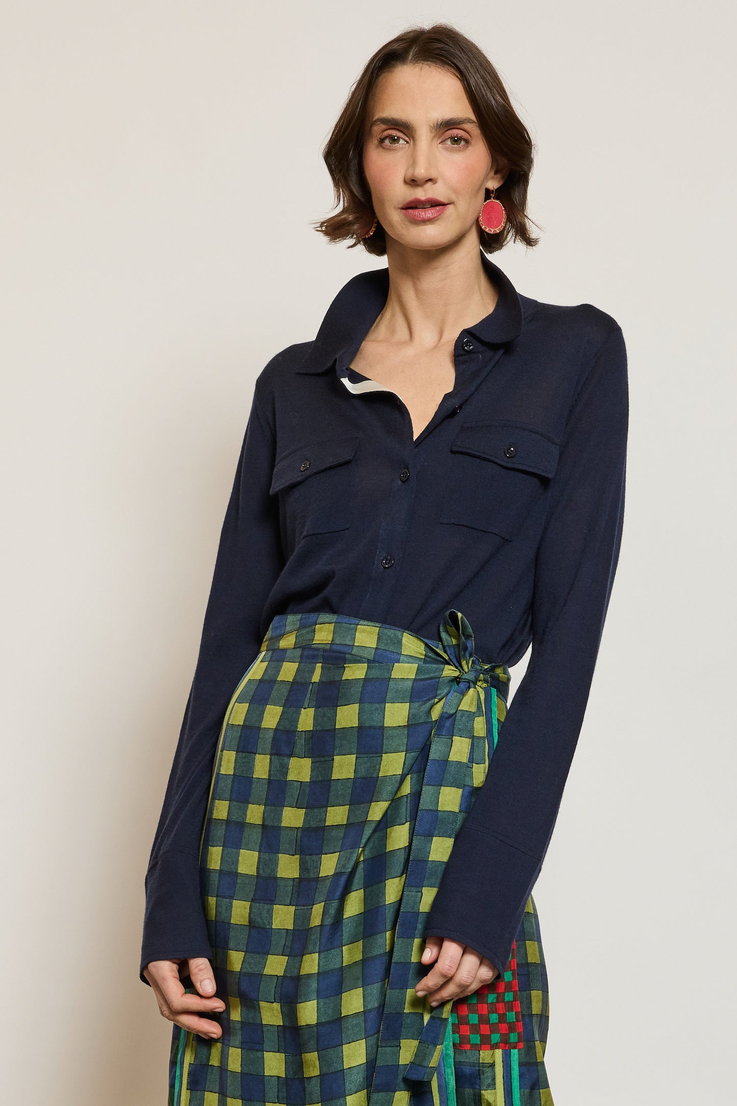 CHEMISE EN MAILLE MARINE