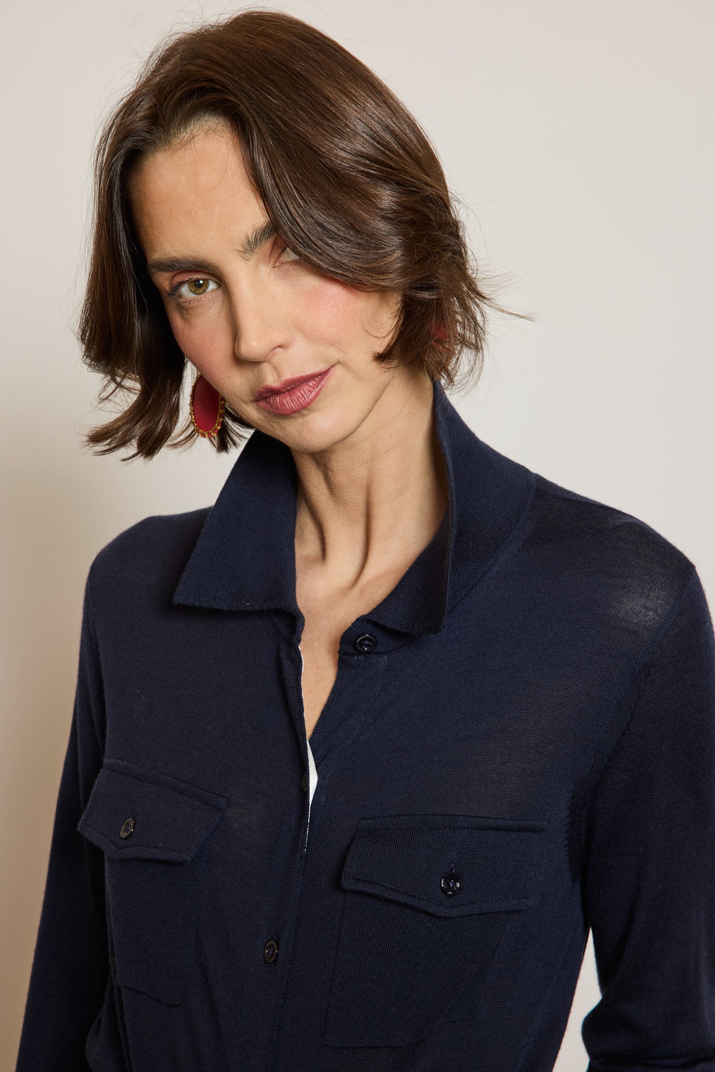 CHEMISE EN MAILLE MARINE