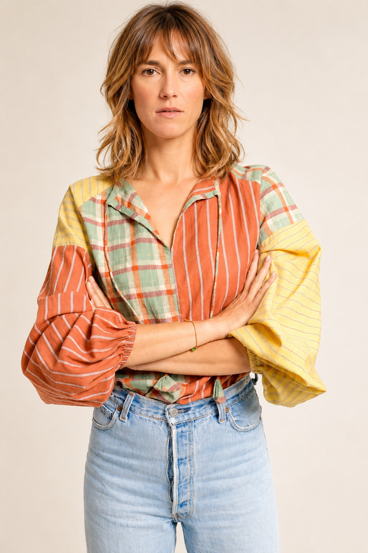 TOP EN VOILE DE COTON TERRACOTTA
