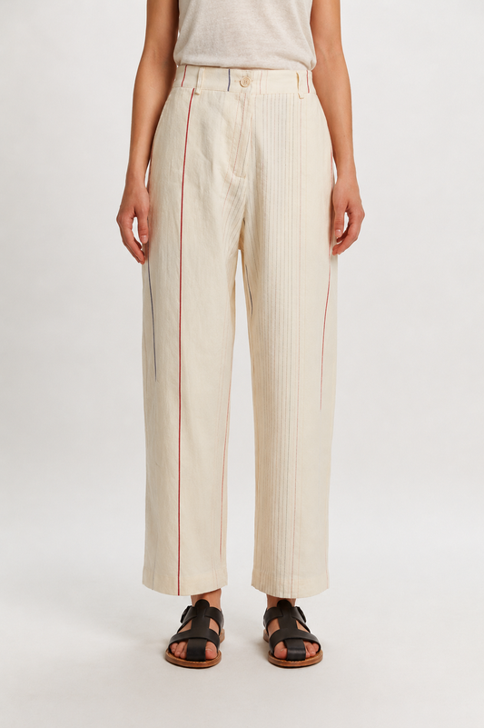 PANTALON EN LIN COTON BLANC