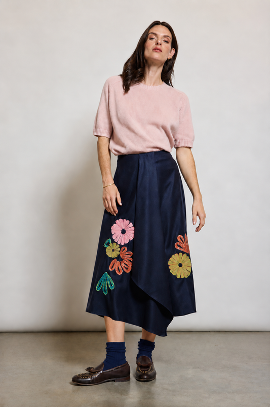 JUPE EN FLANELLE MARINE