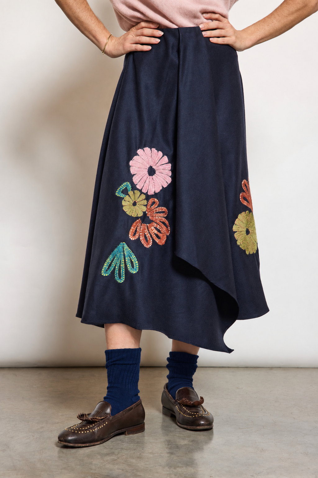 JUPE EN FLANELLE MARINE