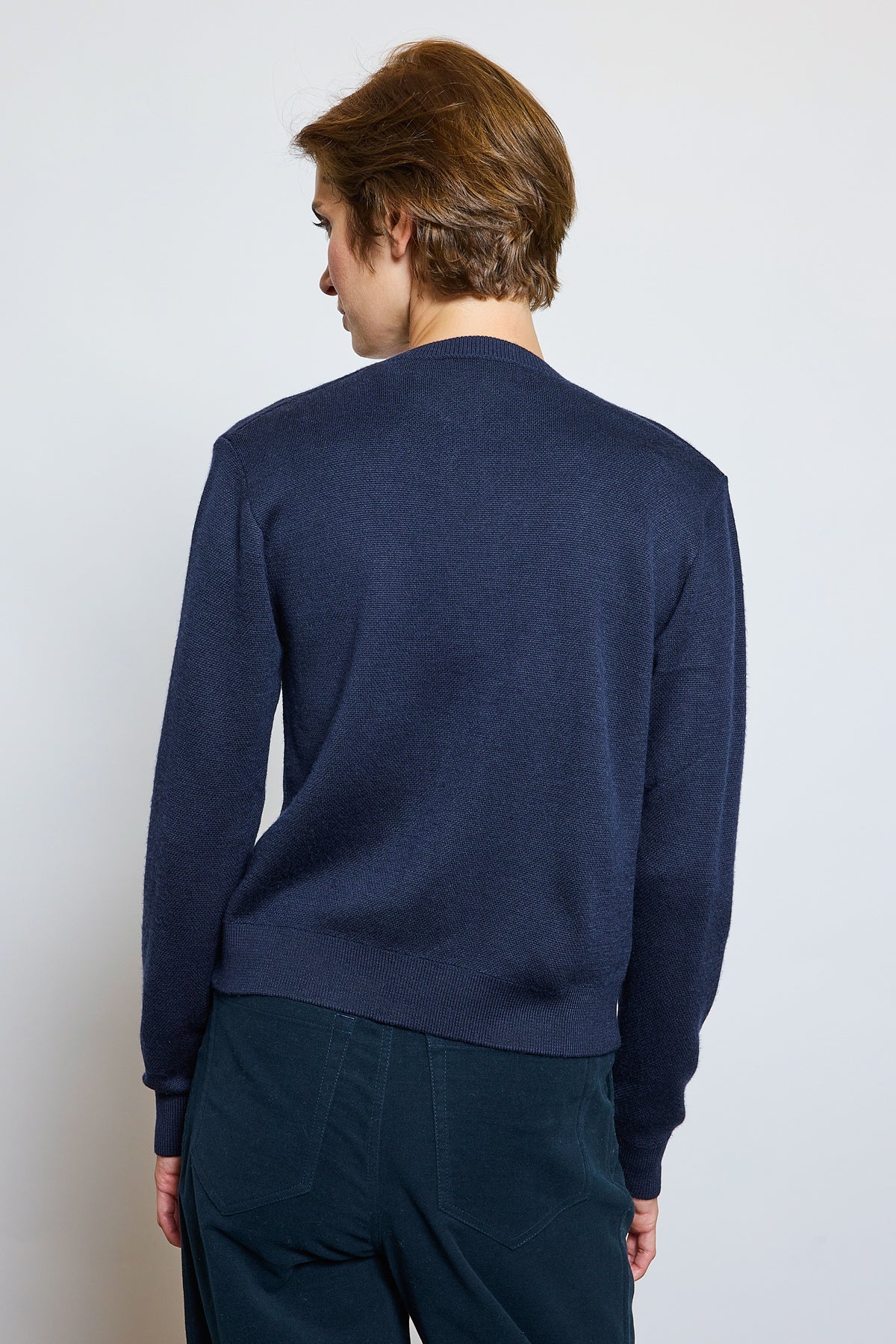 CARDIGAN EN LAINE ET SOIE MARINE