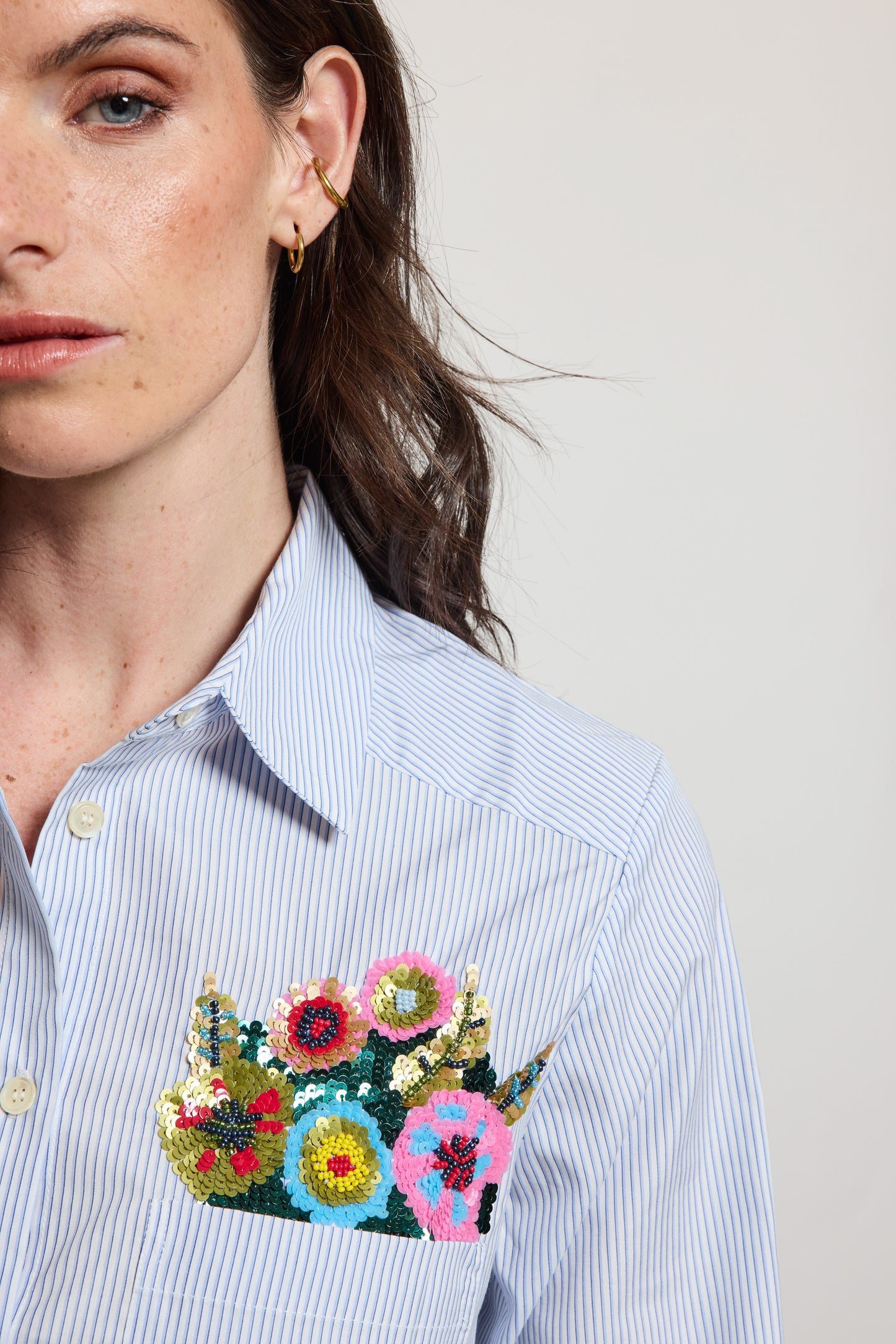 CHEMISE BOUQUET BLEUE
