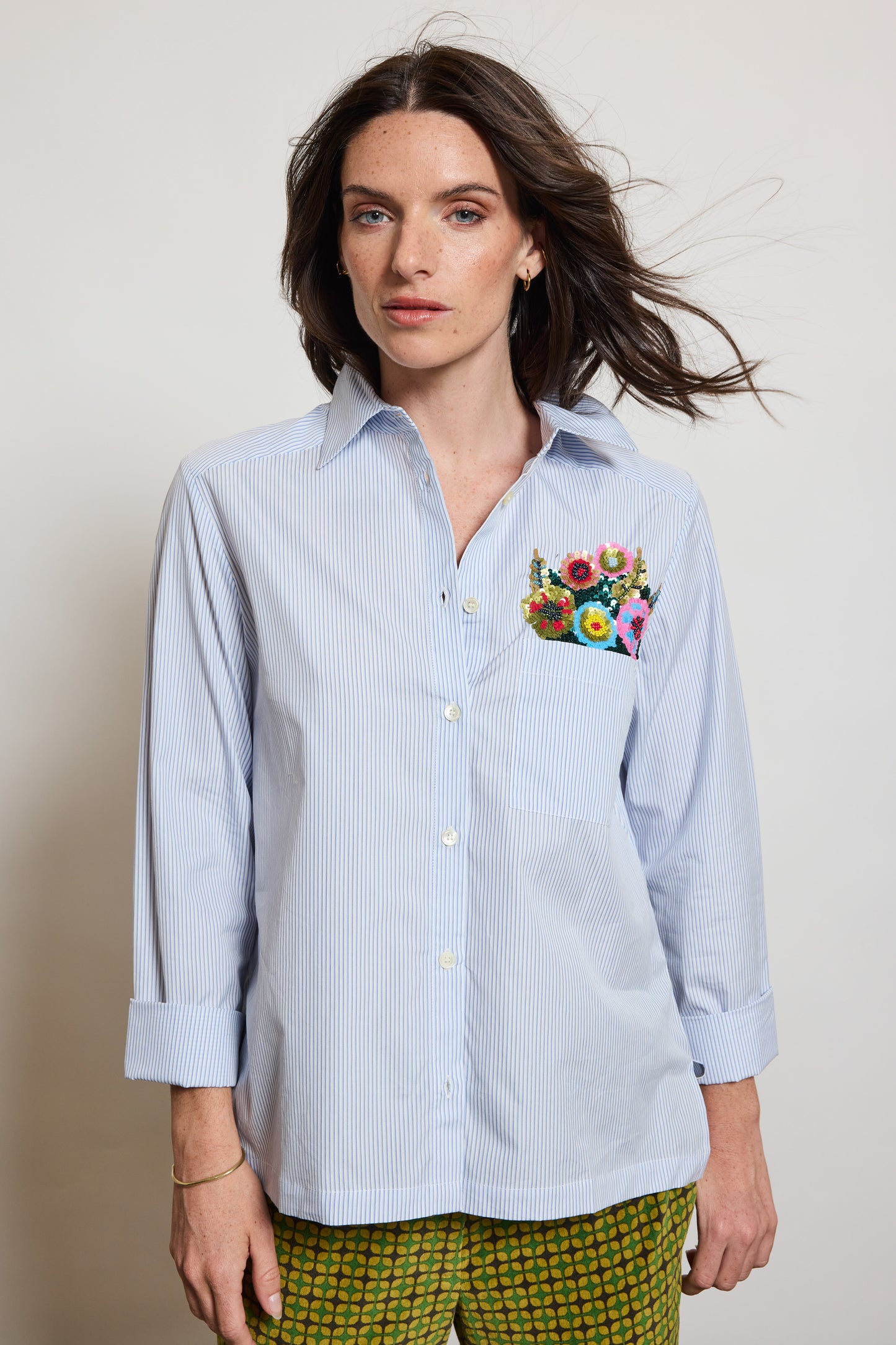 CHEMISE BOUQUET BLEUE