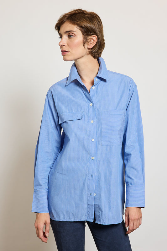 CHEMISE DOUBLE POCHES BLEUE