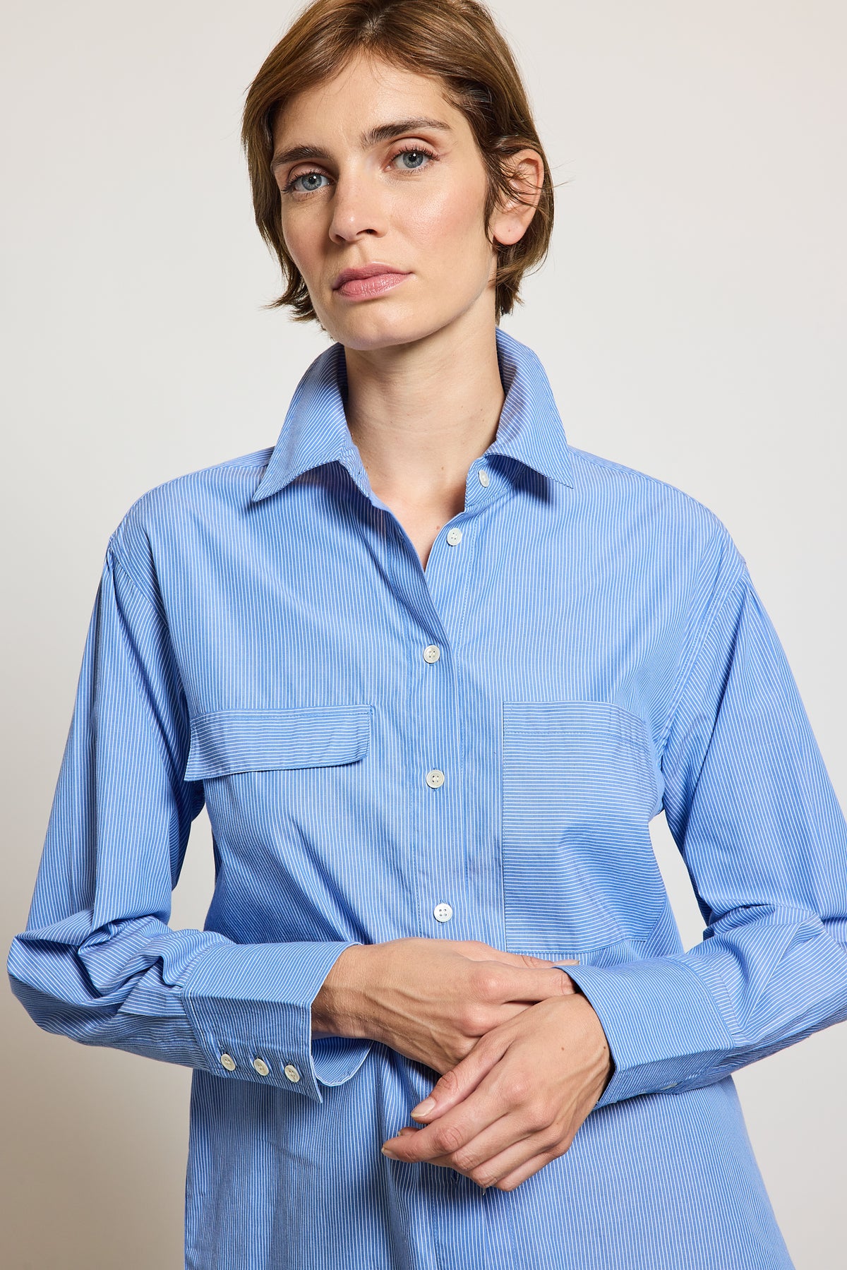 CHEMISE DOUBLE POCHES BLEUE