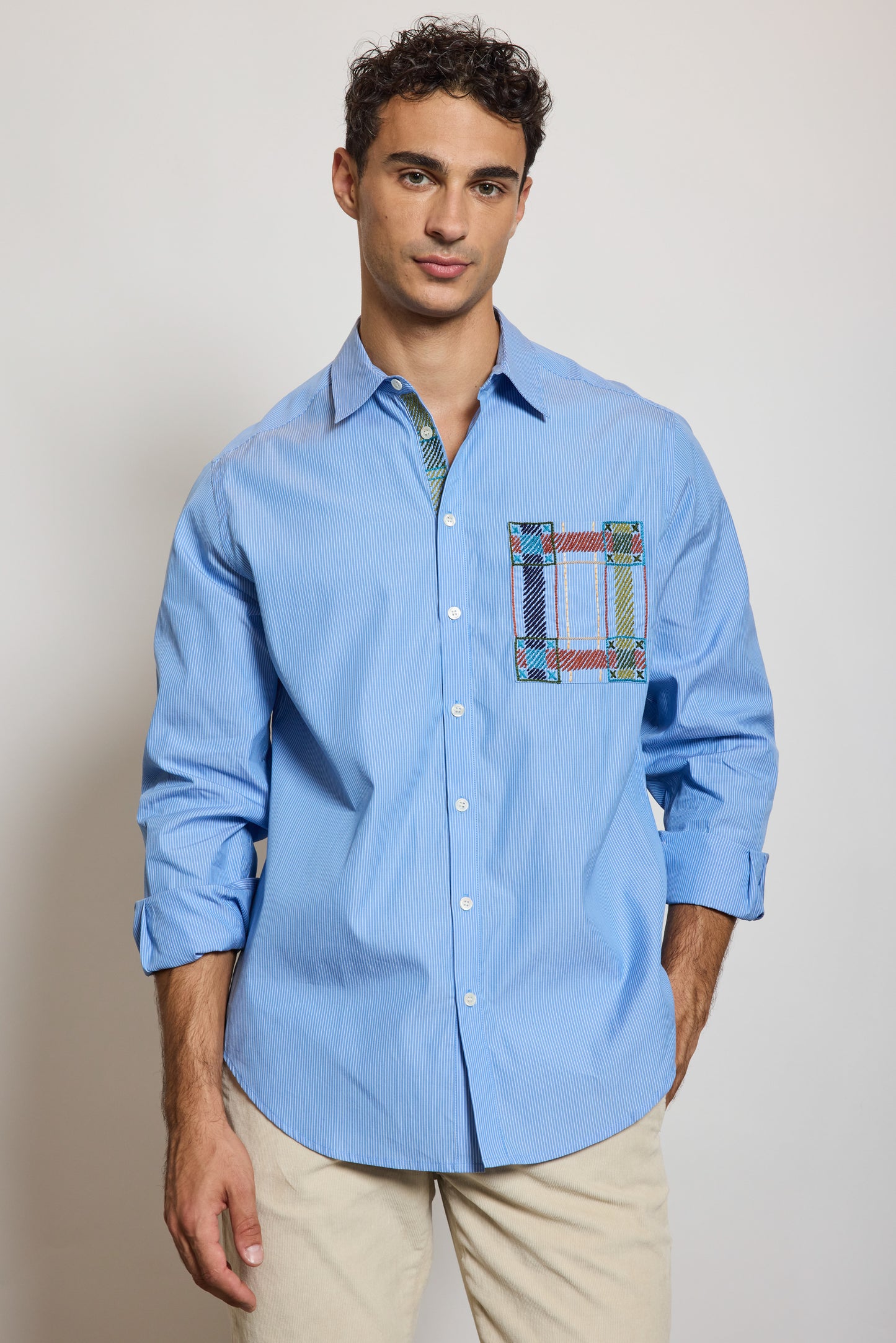 CHEMISE BRODÉE BLEUE