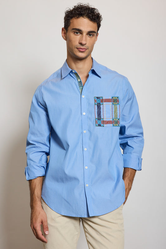 CHEMISE BRODÉE BLEUE