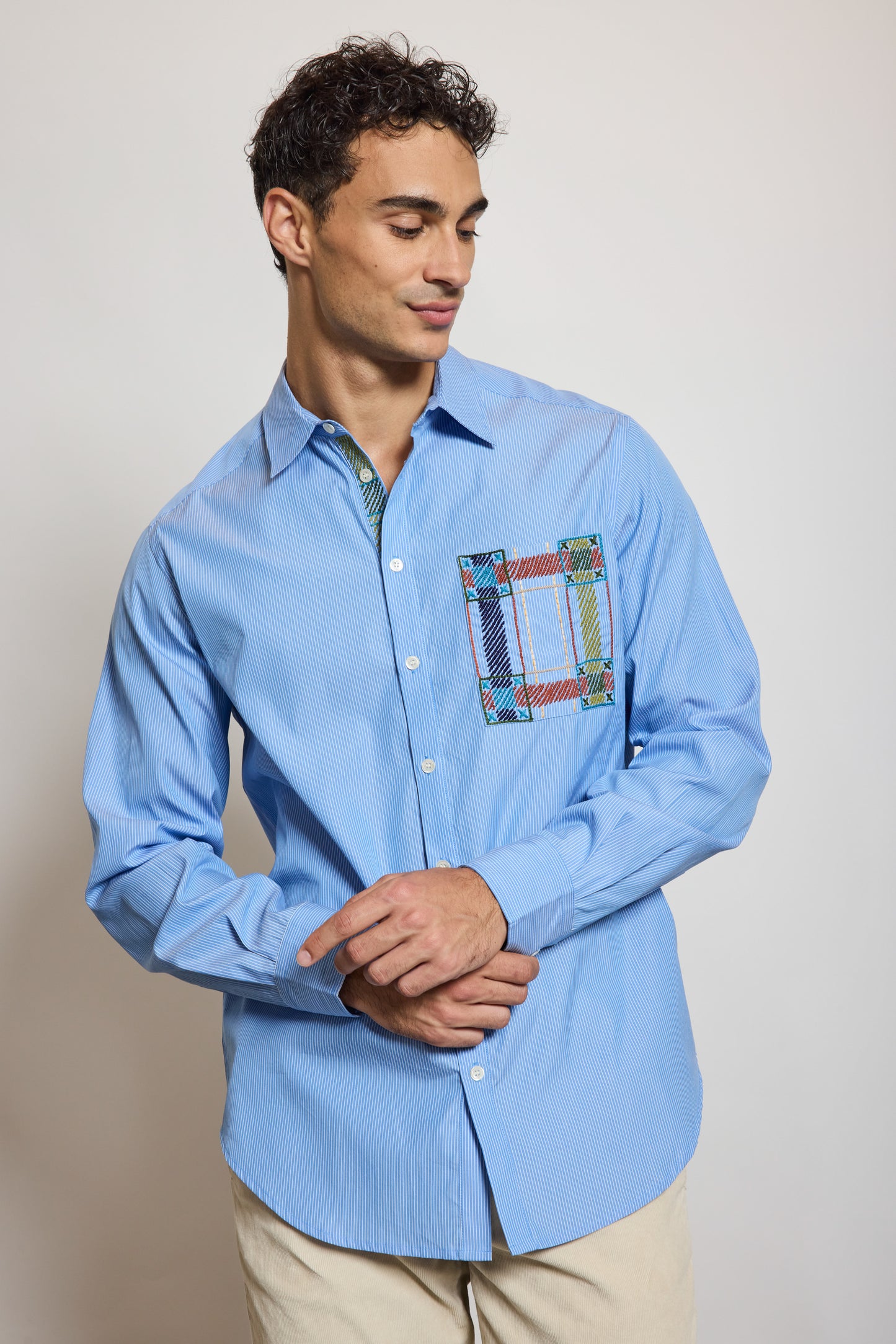 CHEMISE BRODÉE BLEUE