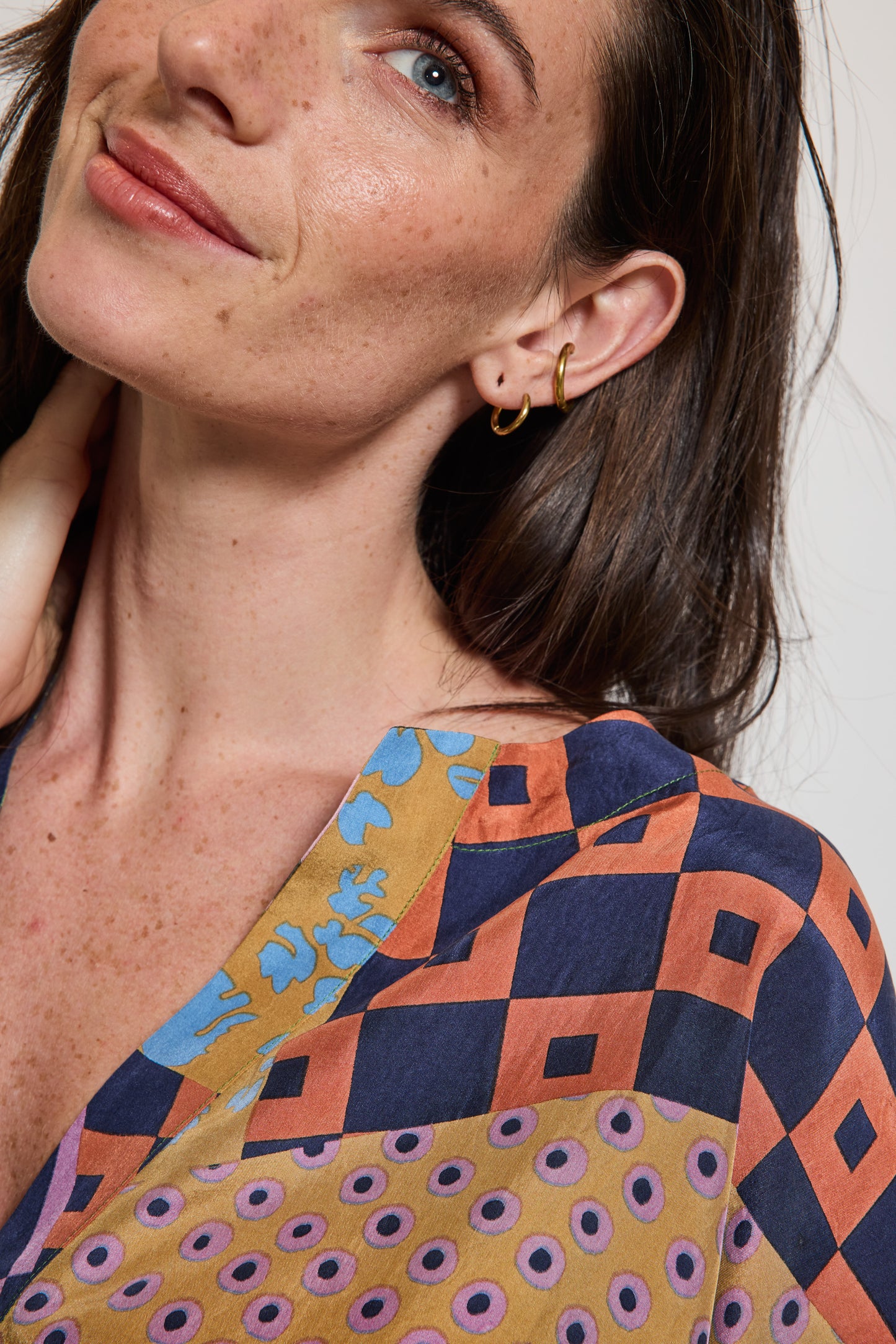 TOP EN SOIE ORIGAMI MULTICOLORE