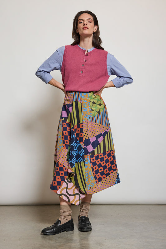 ORIGAMI SILK SKIRT MULTICOLORED