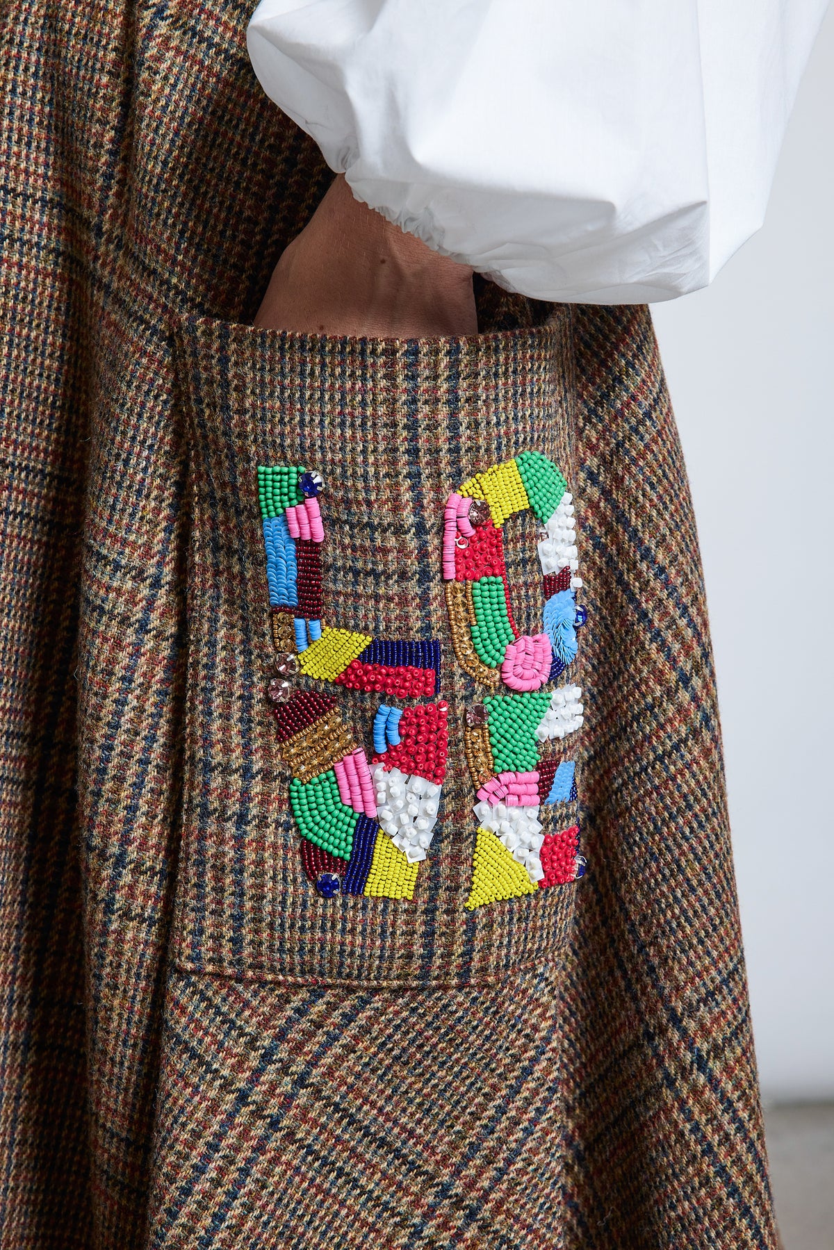 EMBOIDERED POCKET SKIRT PRINCE OF WALES