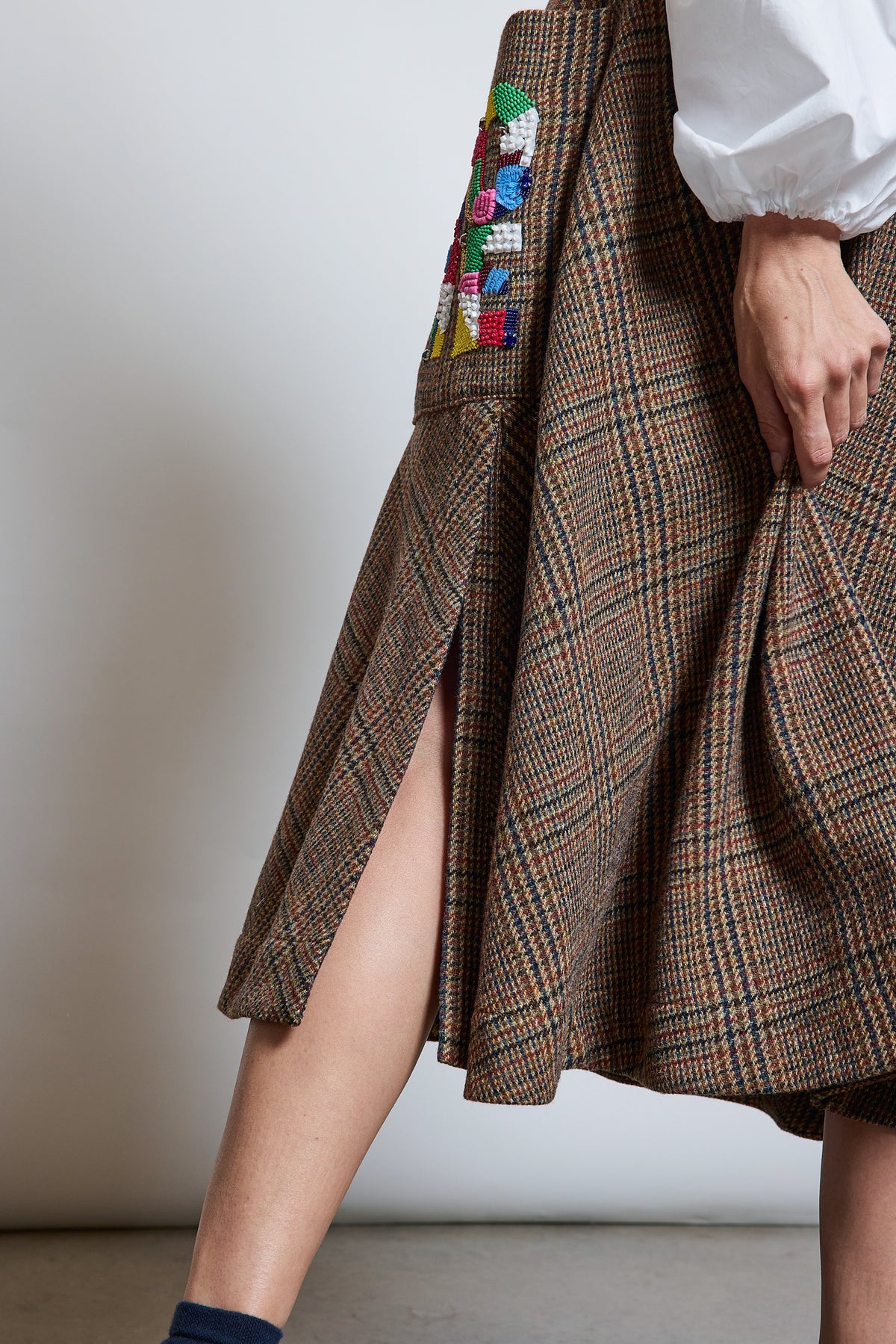 EMBOIDERED POCKET SKIRT PRINCE OF WALES