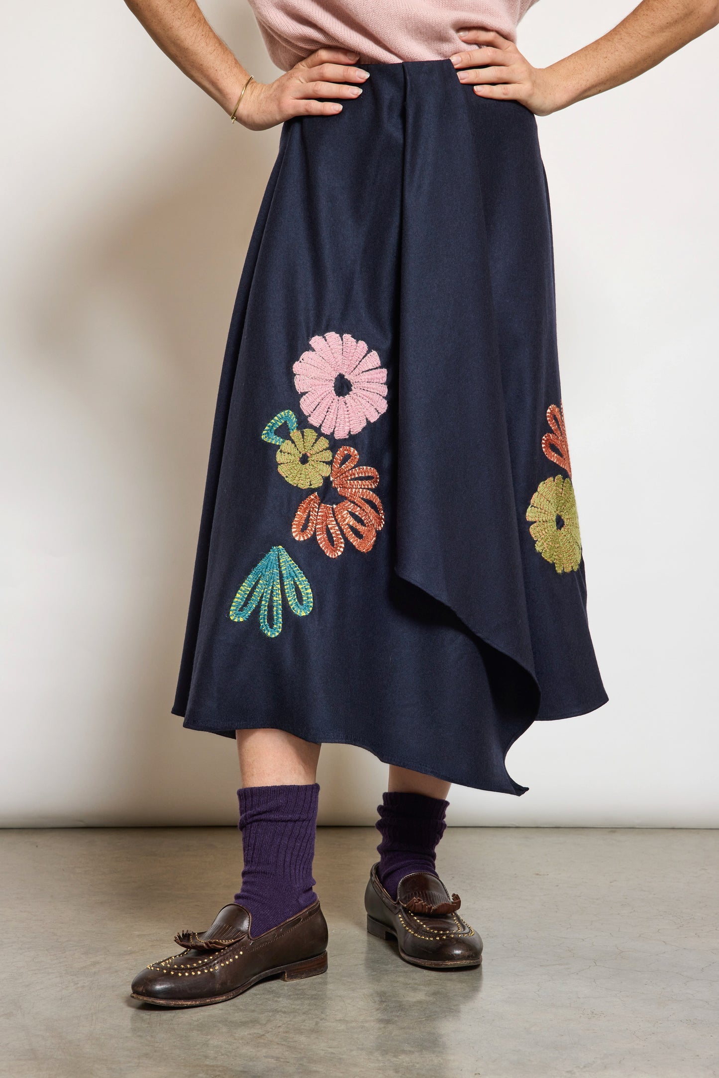 JUPE EN FLANELLE MARINE