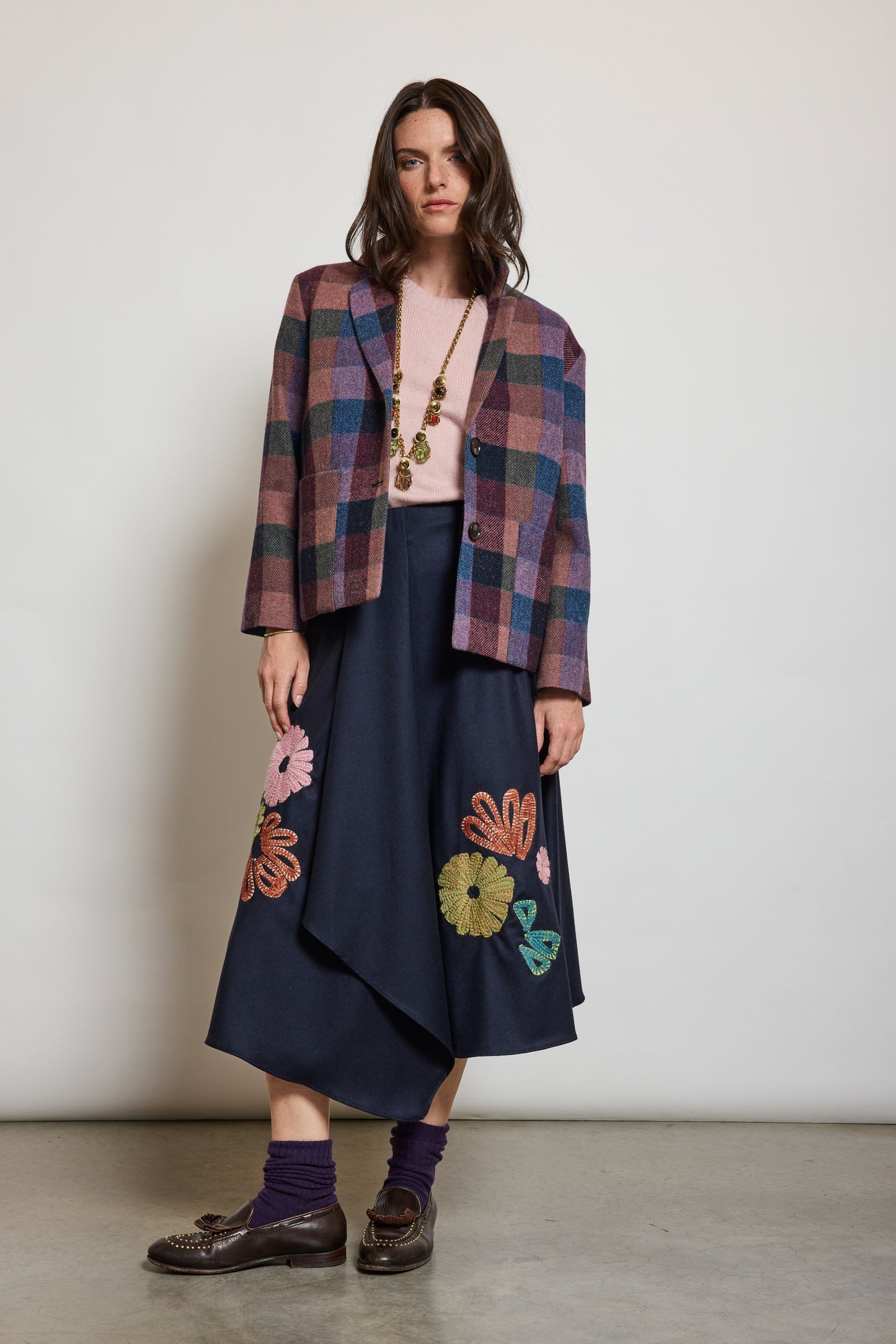 JUPE EN FLANELLE MARINE