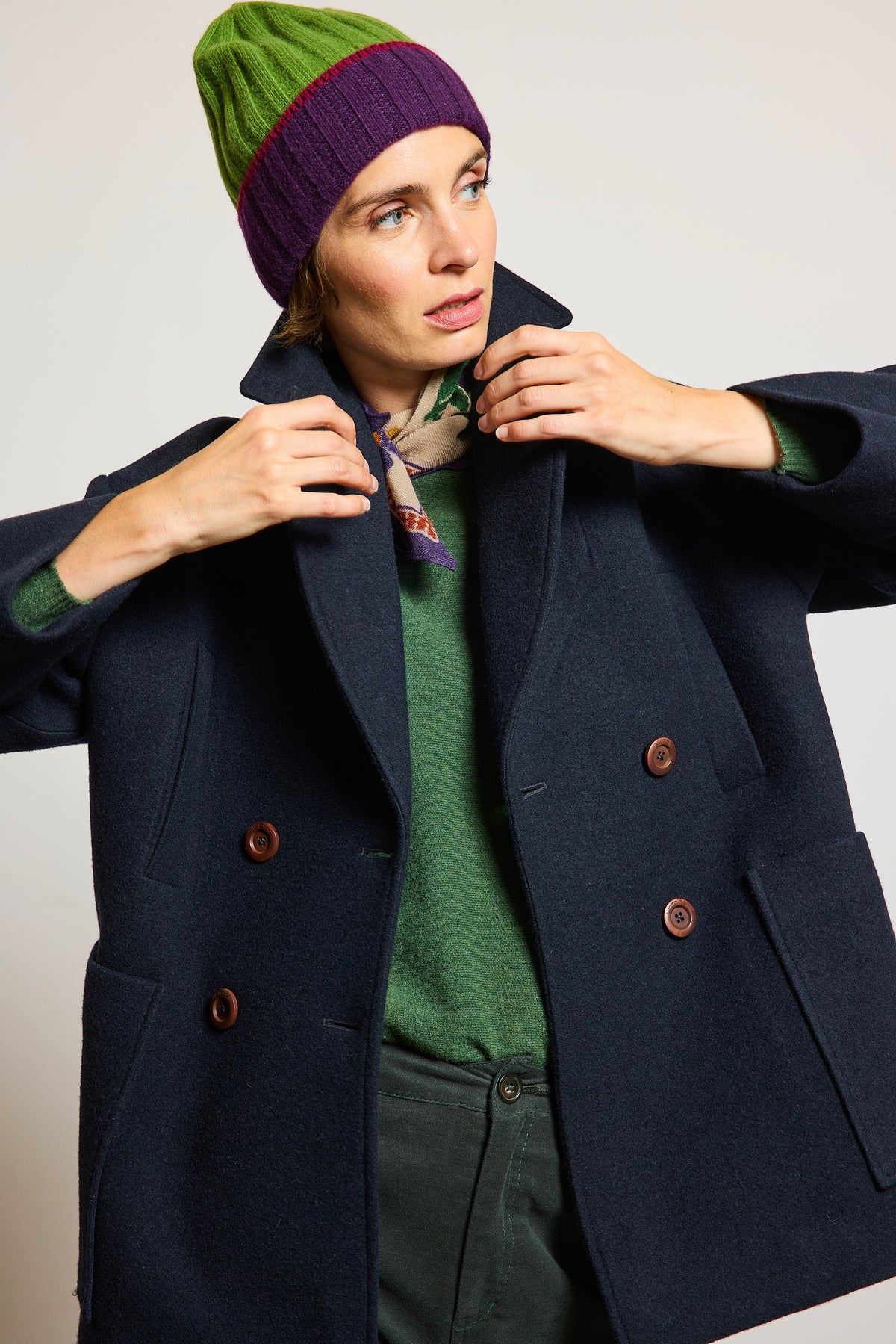 WOOL PEA COAT NAVY