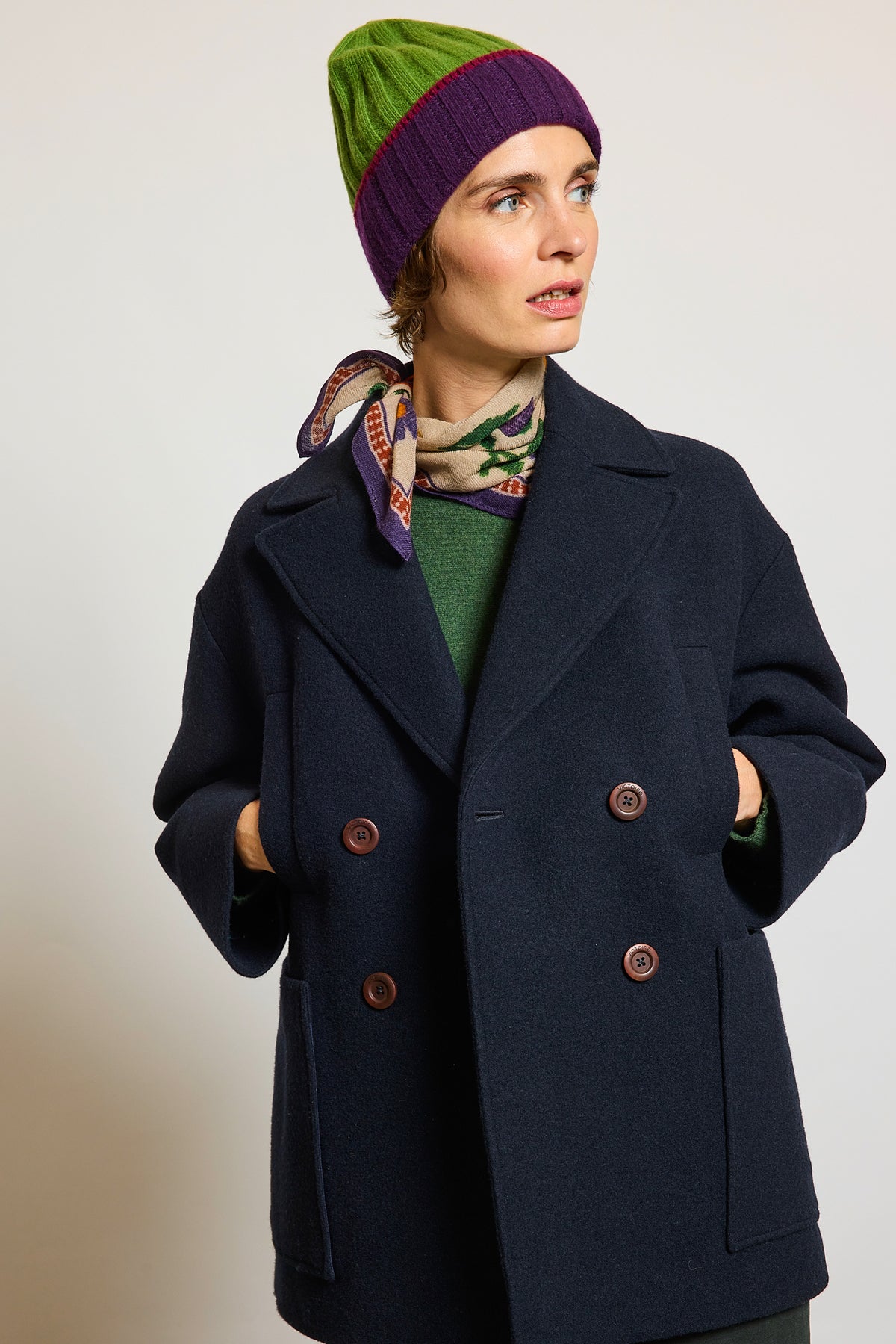 WOOL PEA COAT NAVY