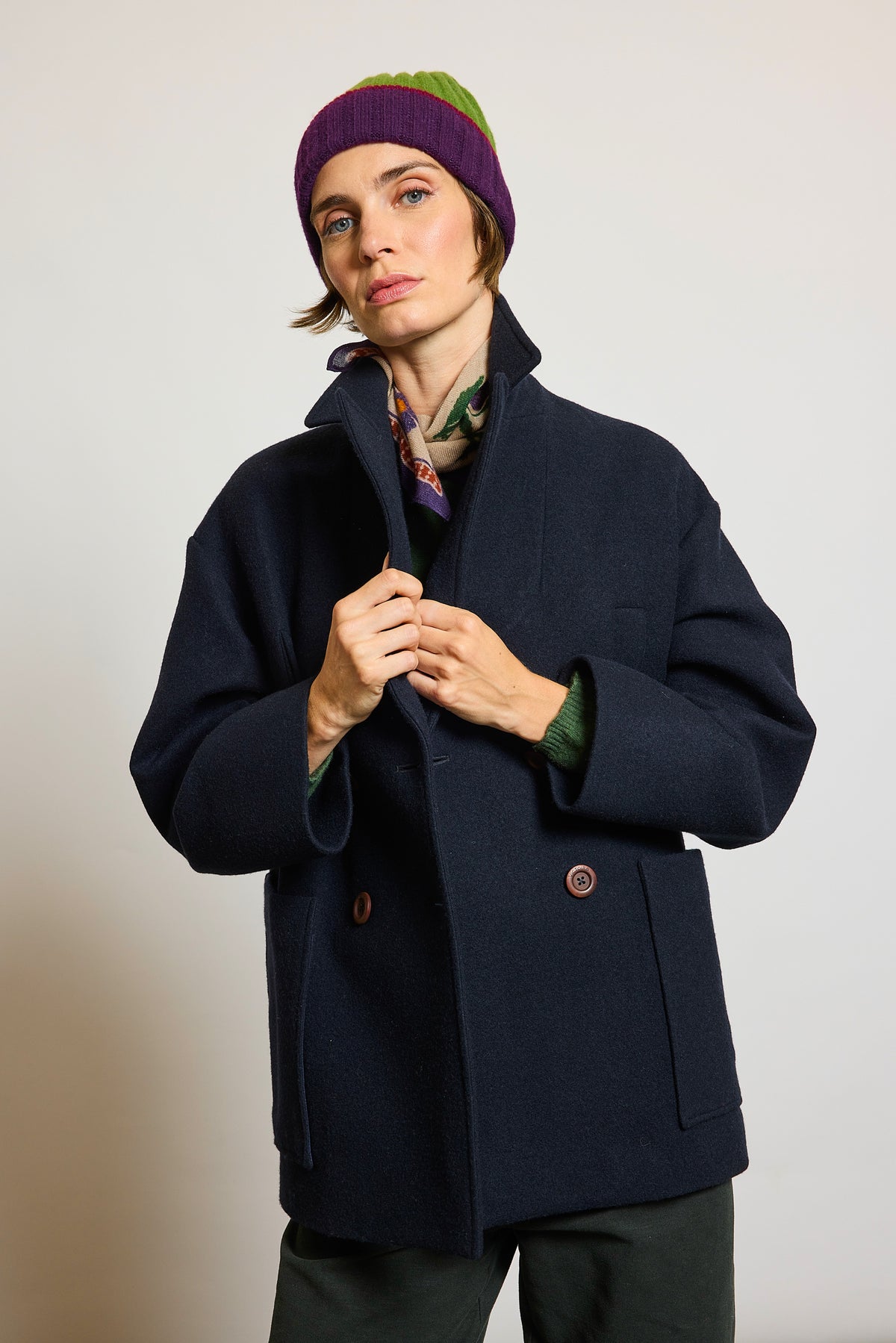 WOOL PEA COAT NAVY