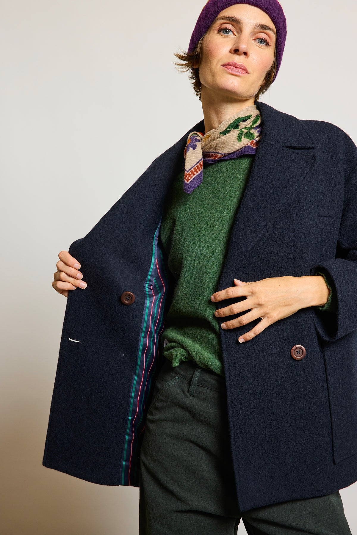 WOOL PEA COAT NAVY