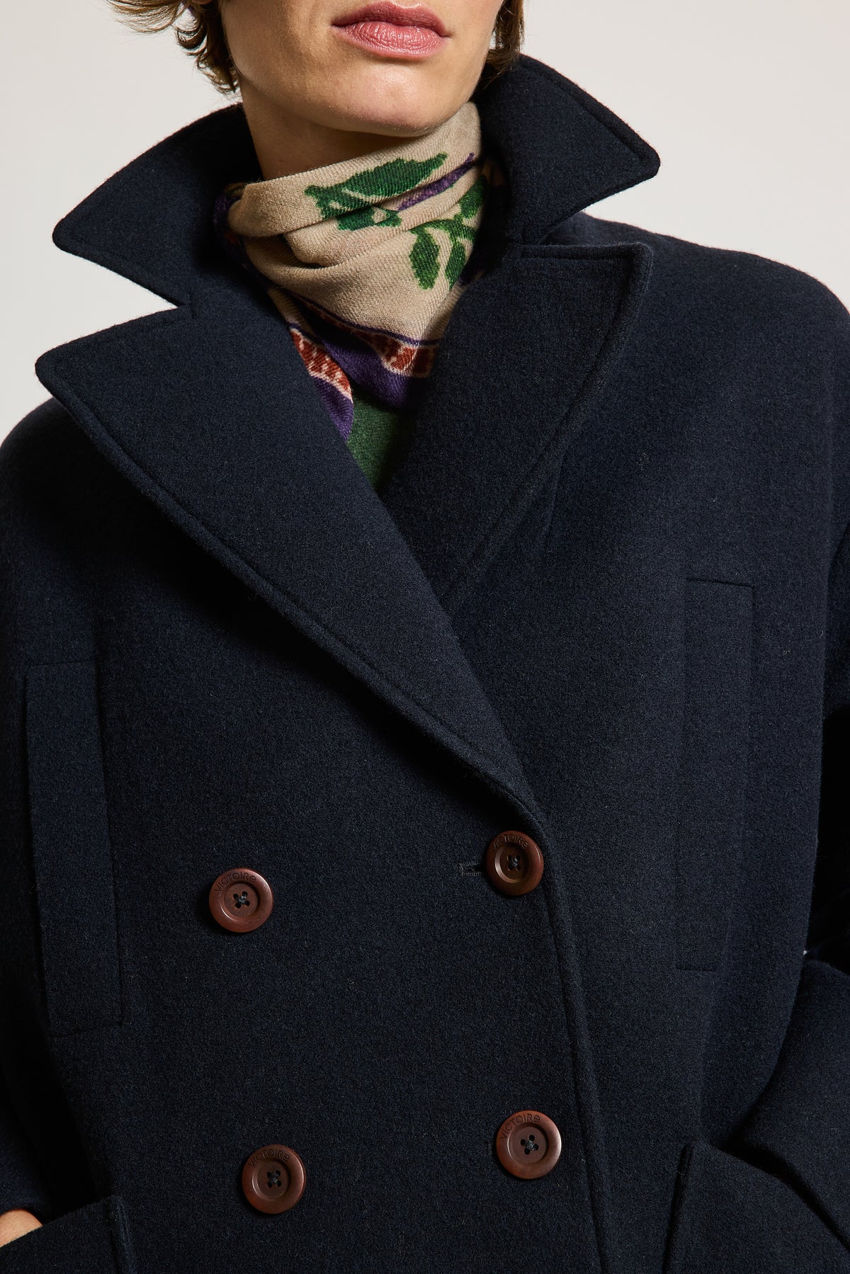 WOOL PEA COAT NAVY