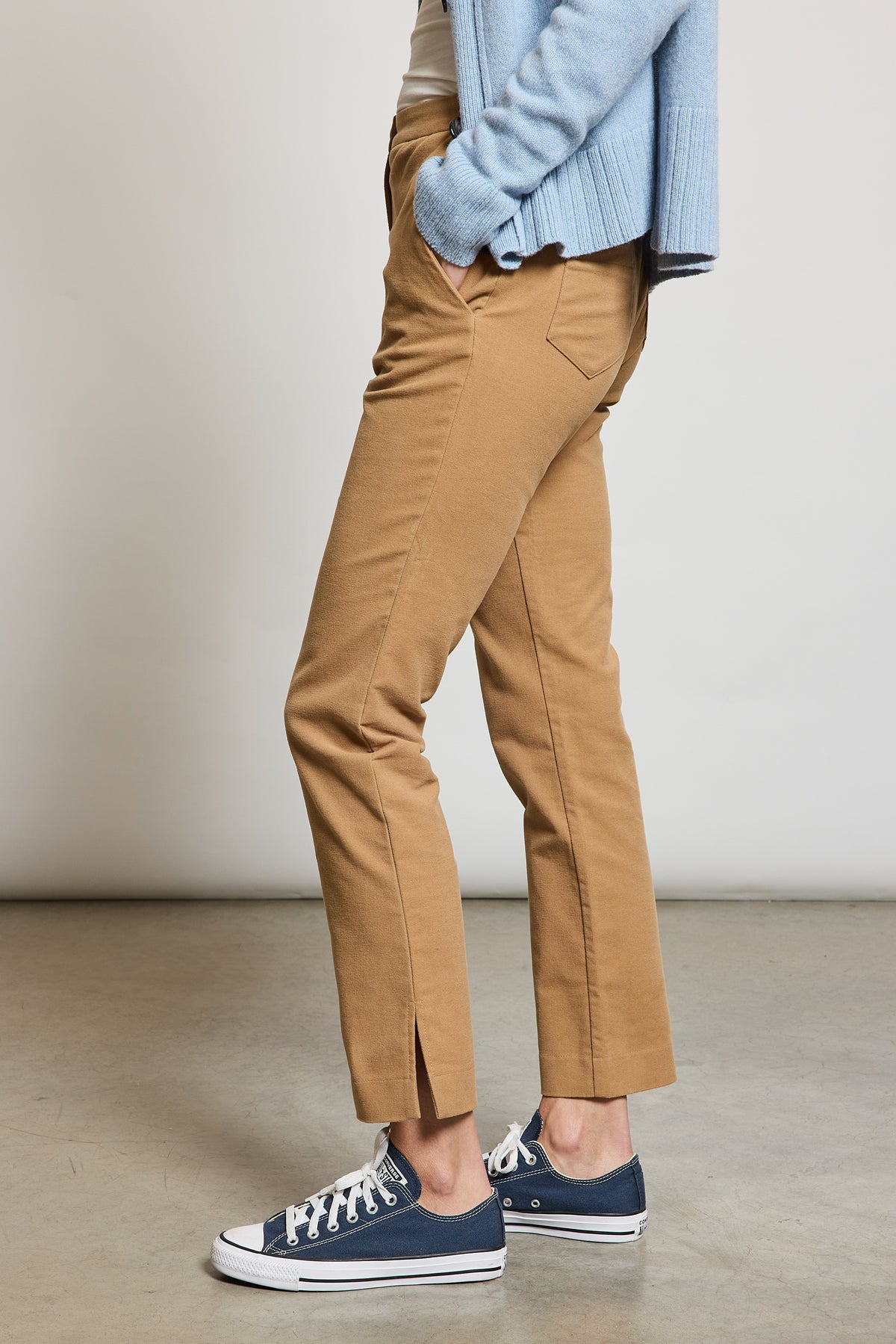 MOLESKIN FITTED PANTS CAMEL